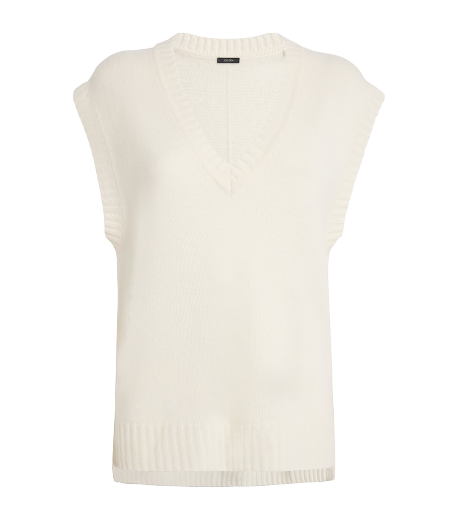 Open Cashmere V-Neck Sweater Vest IVORY Image 1