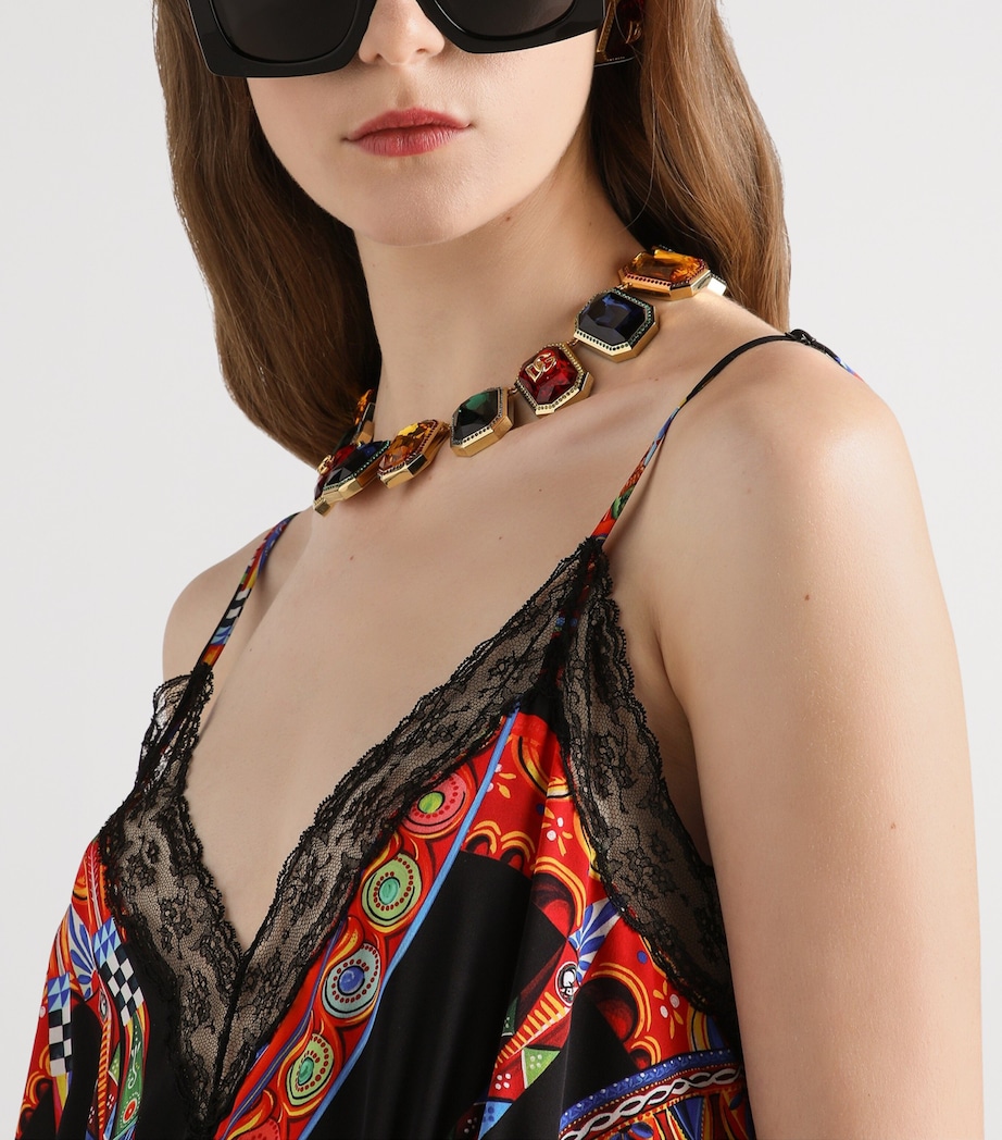 Dolce&Gabbana Womens Silk-Blend Carretto Print Maxi Dress Ruote Carretto Image 4