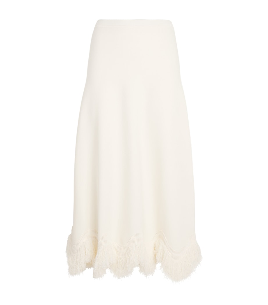 Ulla Johnson Womens Knit Fringe-Trim Paulina Midi Skirt Cowrie Image 1