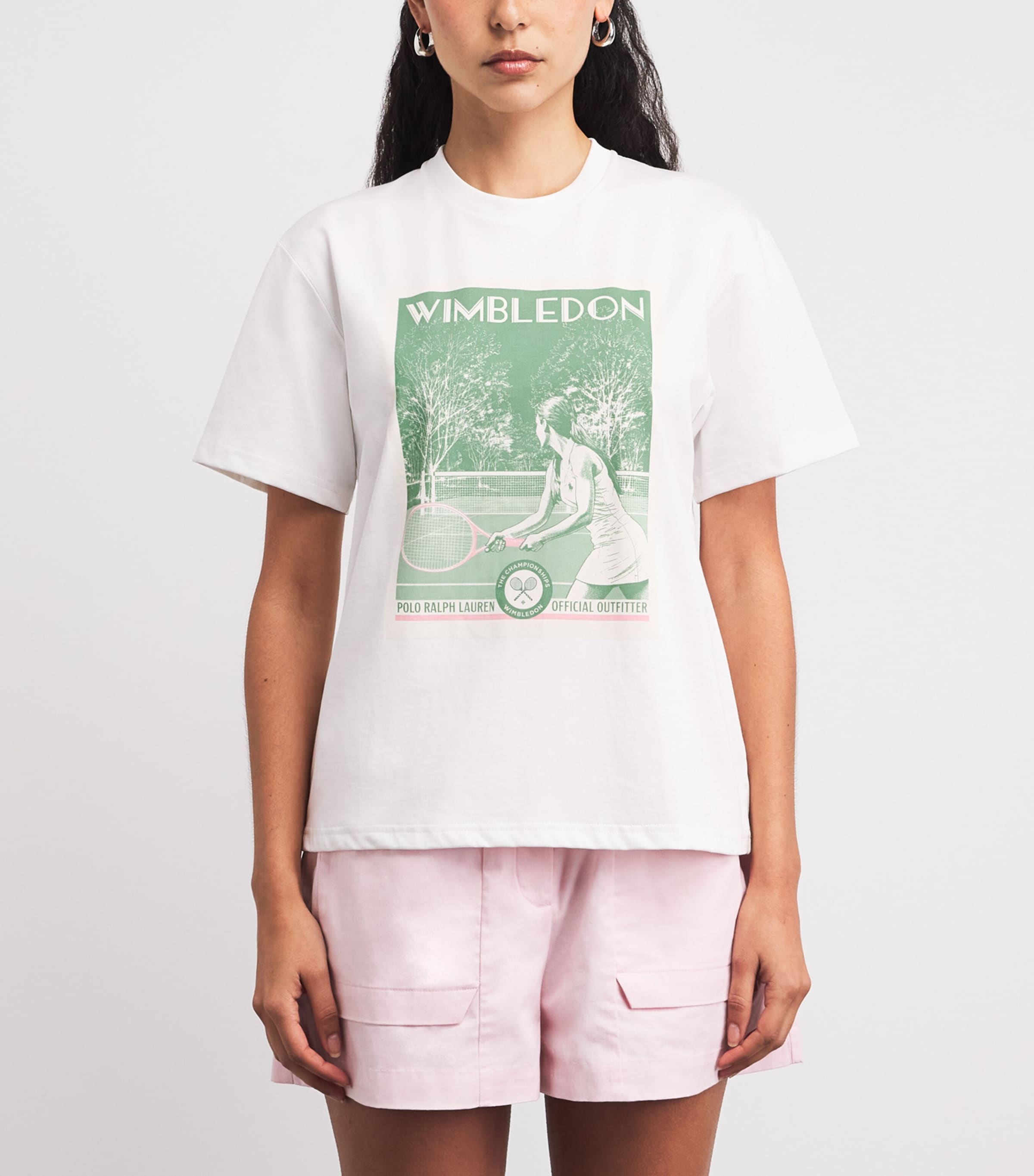 Polo Ralph Lauren Womens x Wimbledon Cotton Printed T-Shirt White Multi Image 4