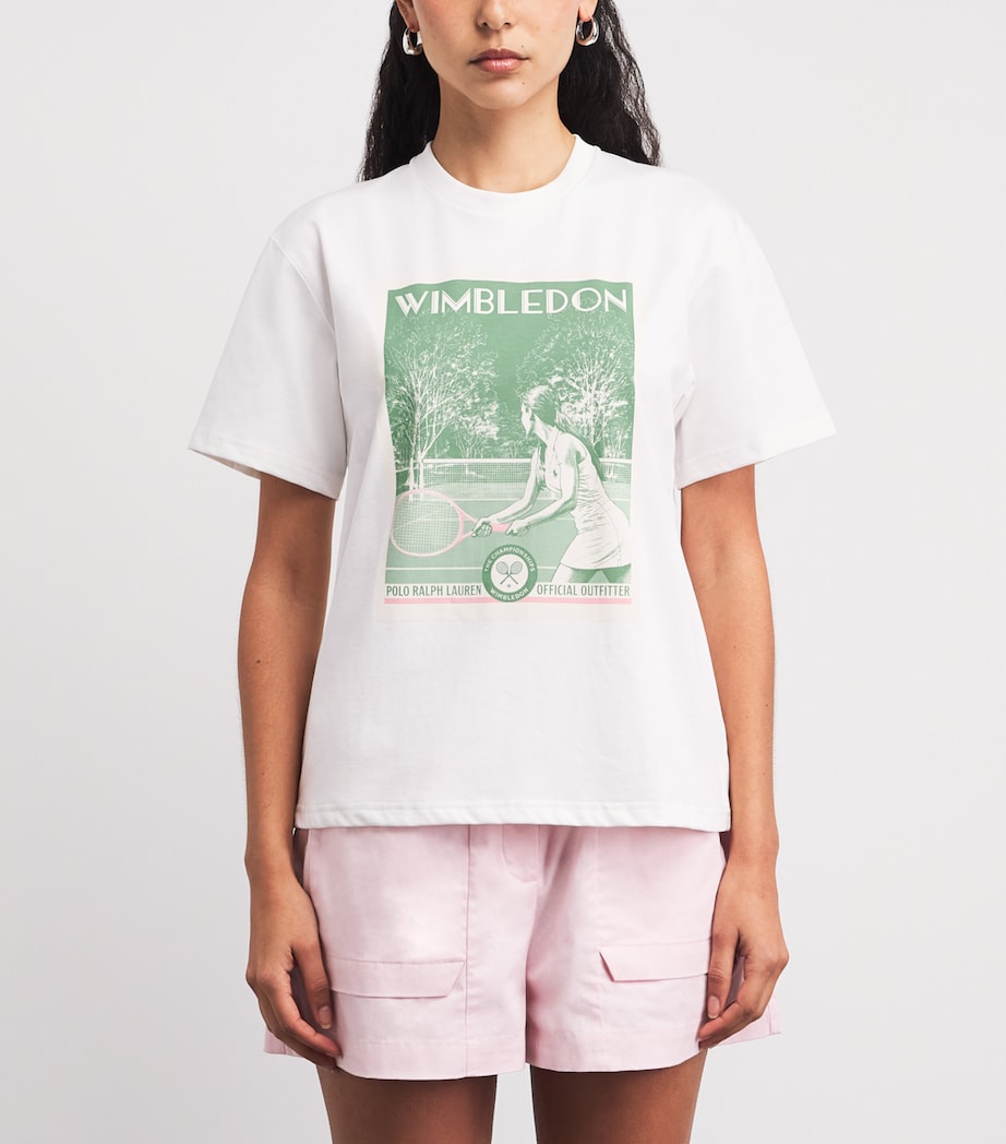 Polo Ralph Lauren Womens x Wimbledon Cotton Printed T-Shirt White Multi Image 4