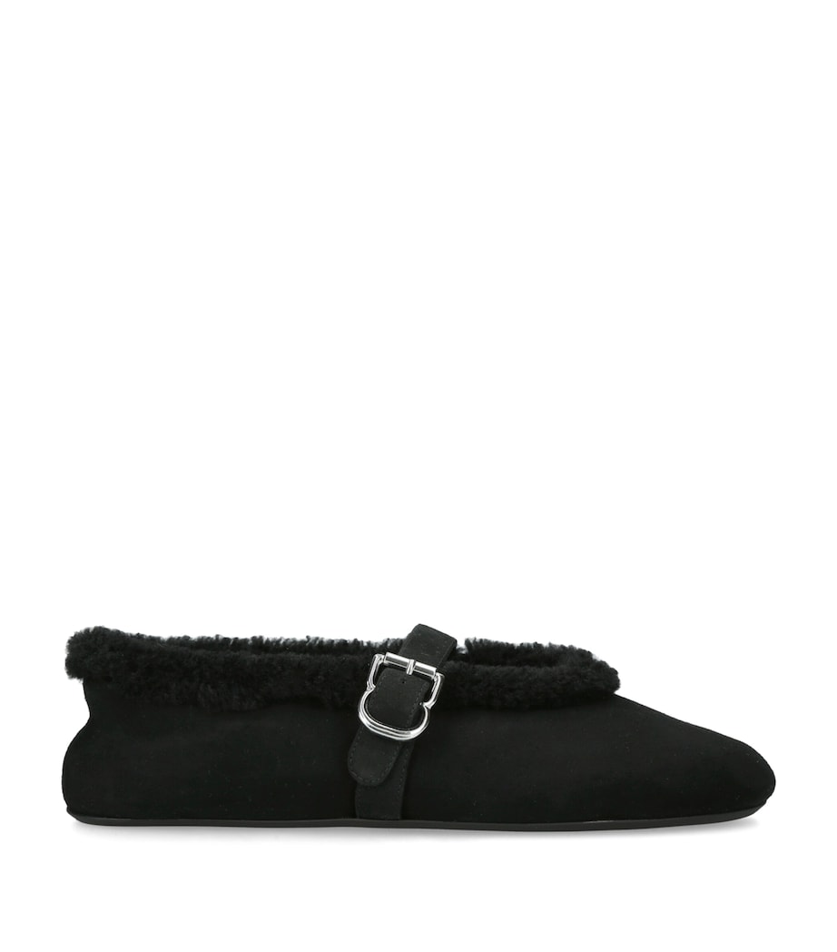 Alaïa Shearling Ballet Flats Black Image 1