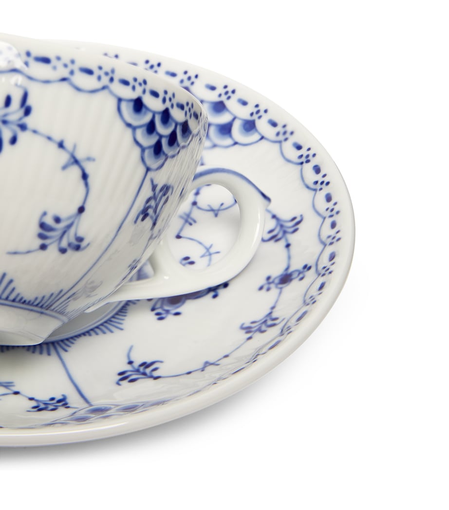 Blue Fluted Half Lace Teacup and Saucer BLUE Image 4