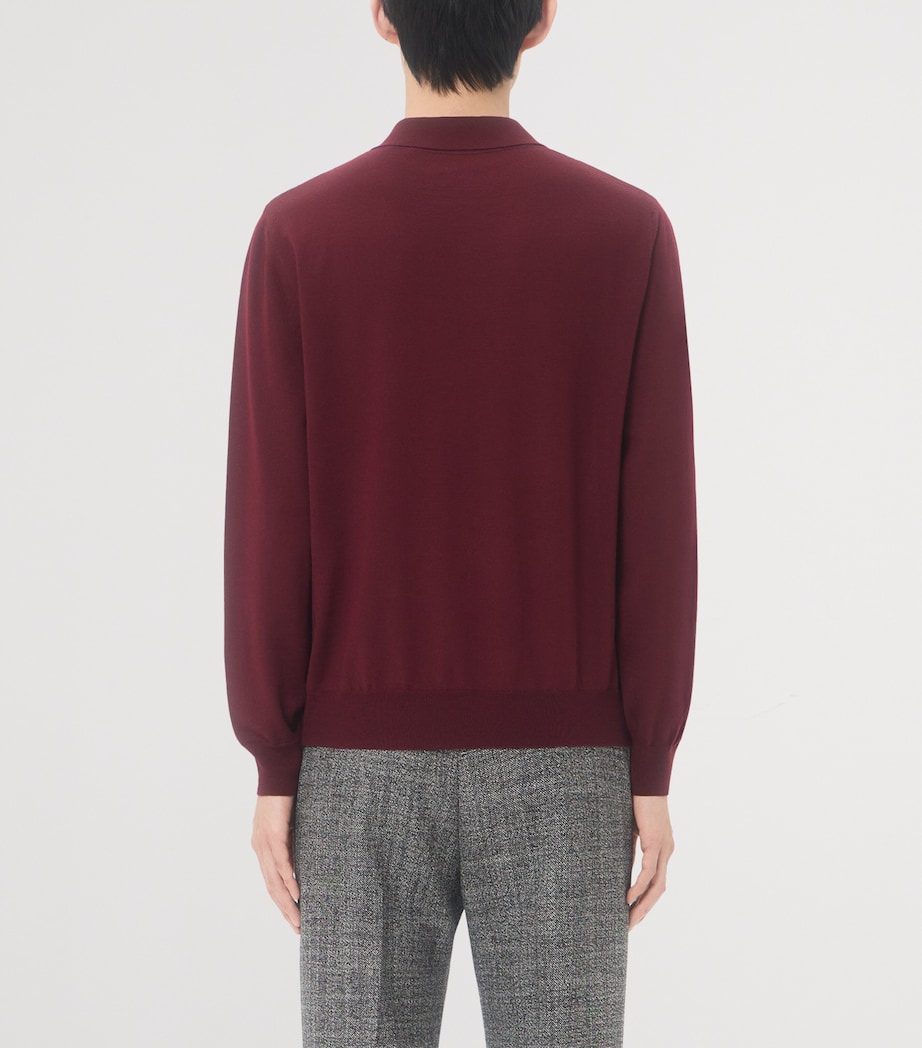 Valentino Garavani Mens Virgin Wool Long-Sleeve Polo Shirt Image 4