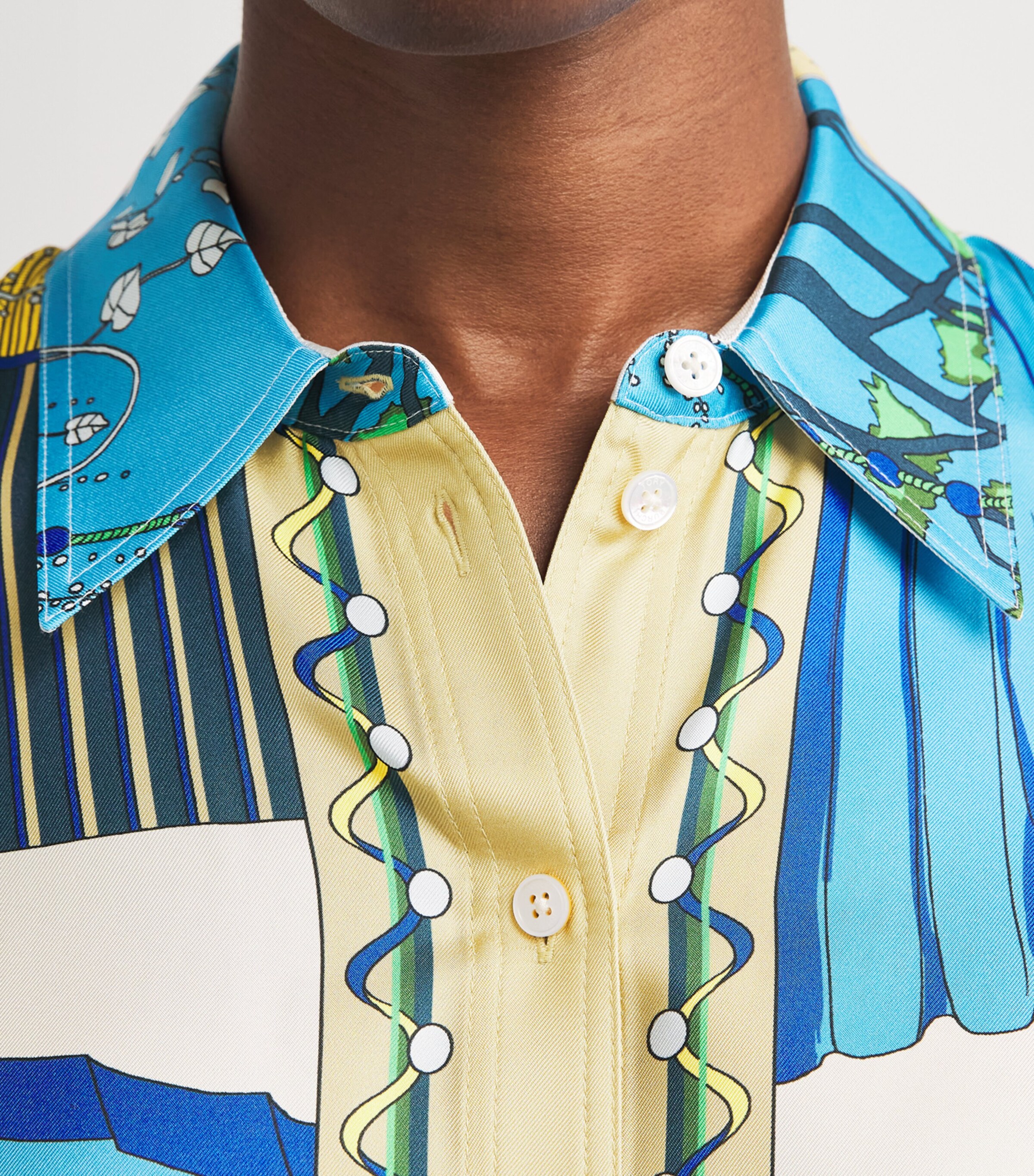 Tory Burch Womens Silk Printed Midi Shirt Dress The Pool Blue Image 3