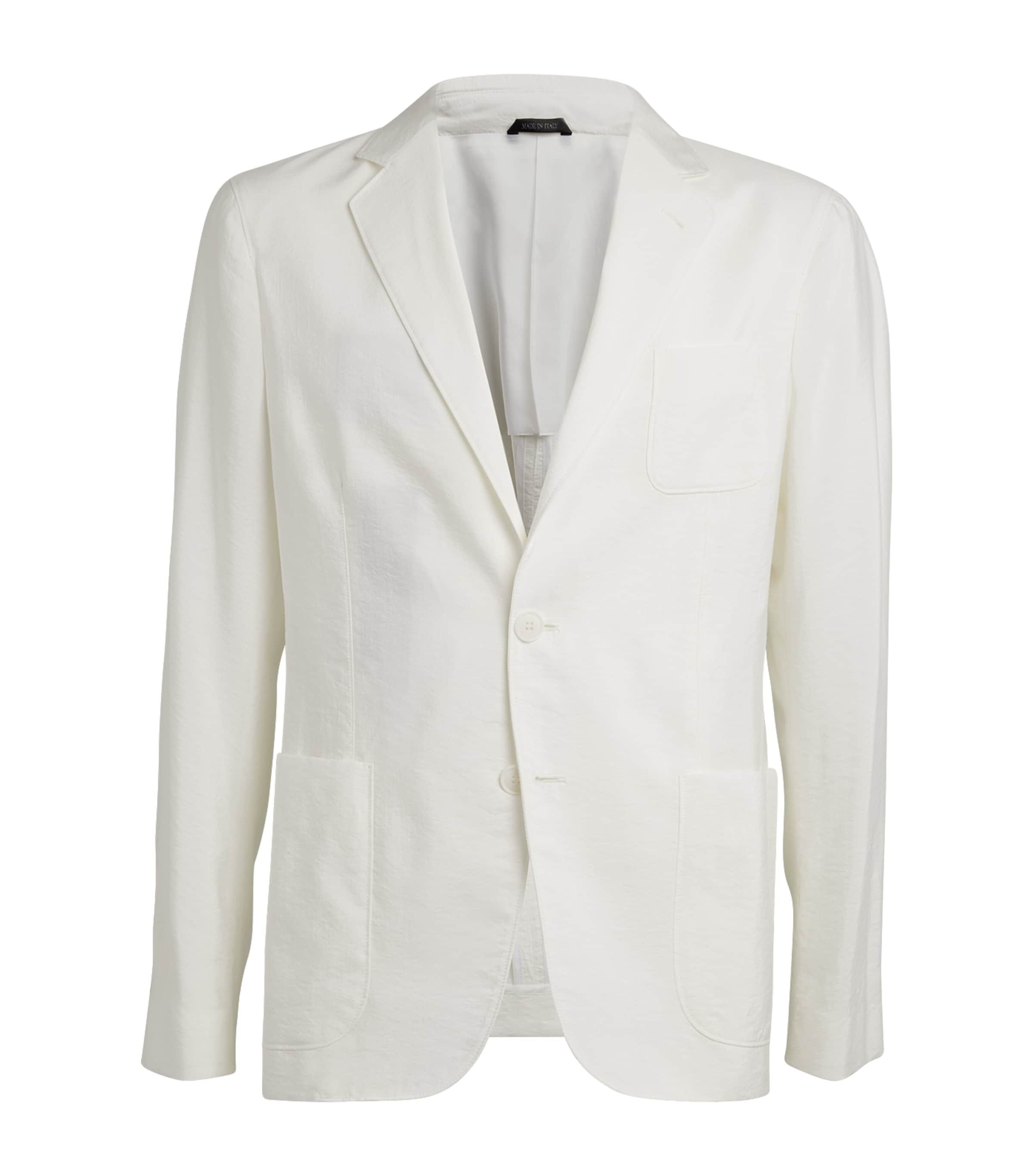 Shop Giorgio Armani Silk-blend Single-breasted Blazer In White