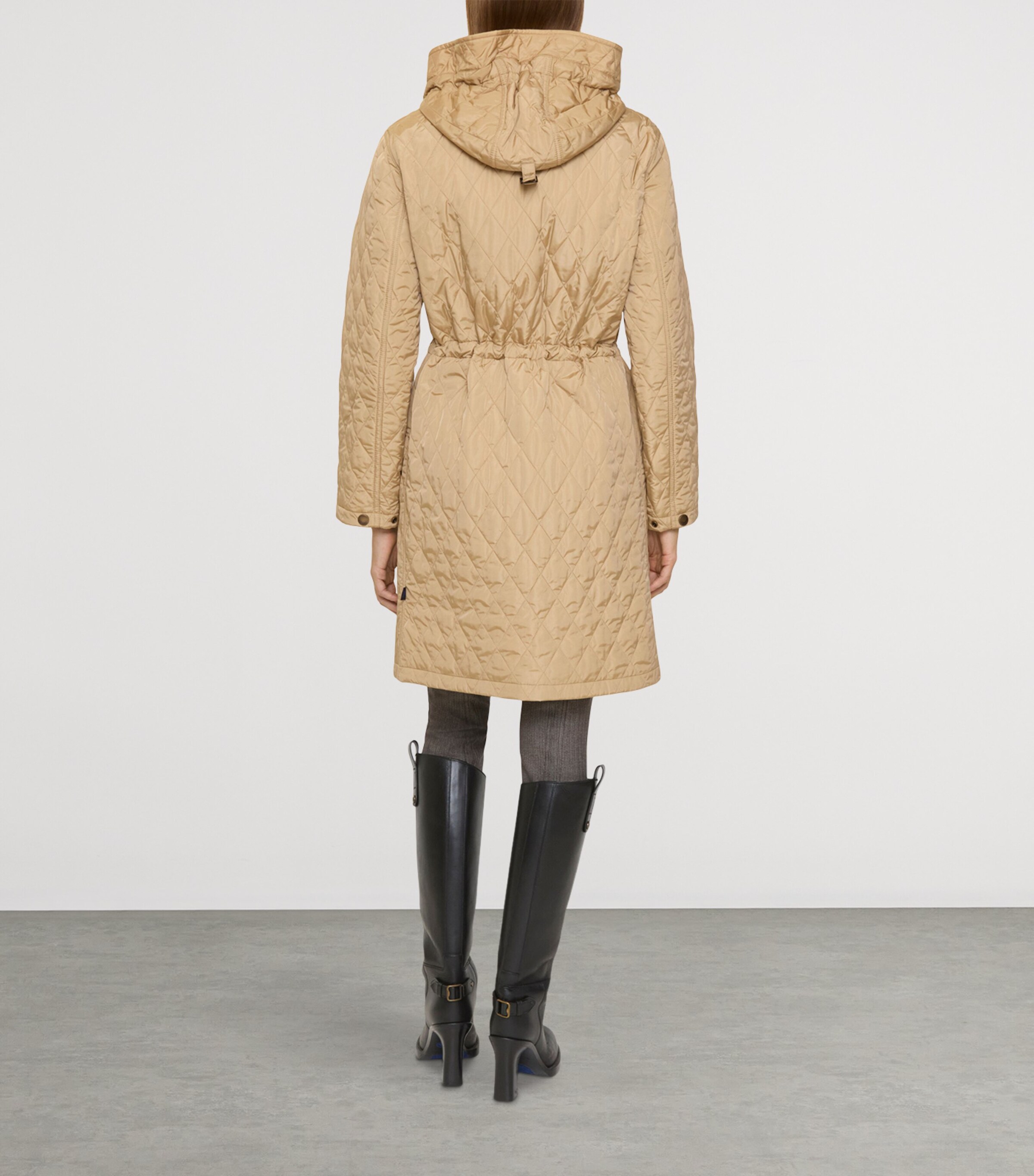 Nylon Quilted Hooded Parka FLAX BEIGE Image 3