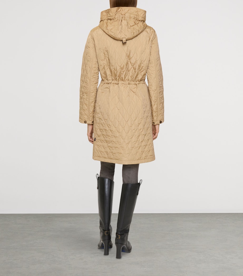 Nylon Quilted Hooded Parka FLAX BEIGE Image 3