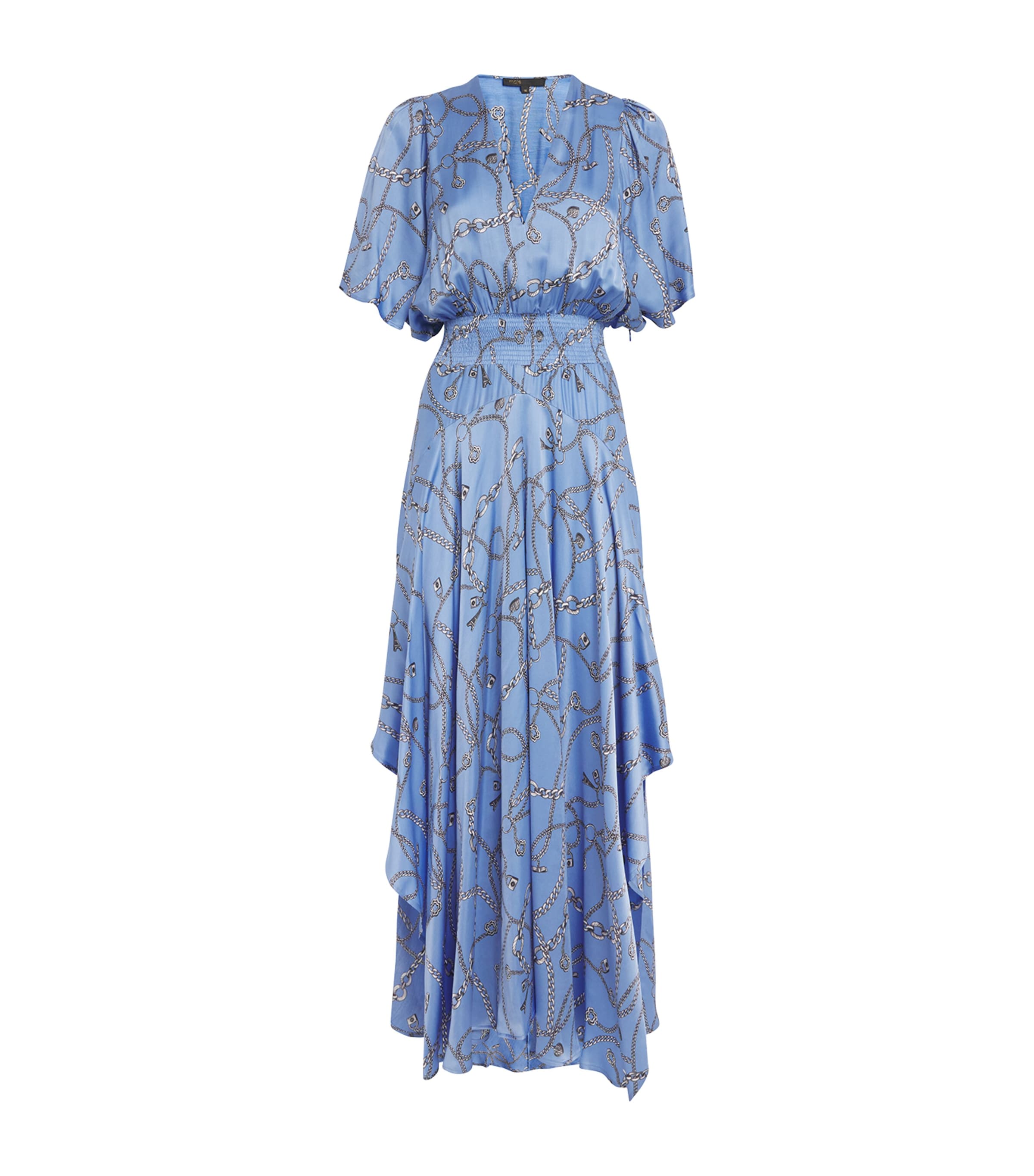 Maje Chain Print Maxi Dress In Blue