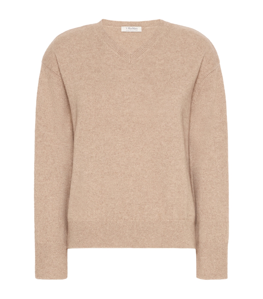 Max Mara Womens Cashmere V-Neck Sweater Clay Image 1