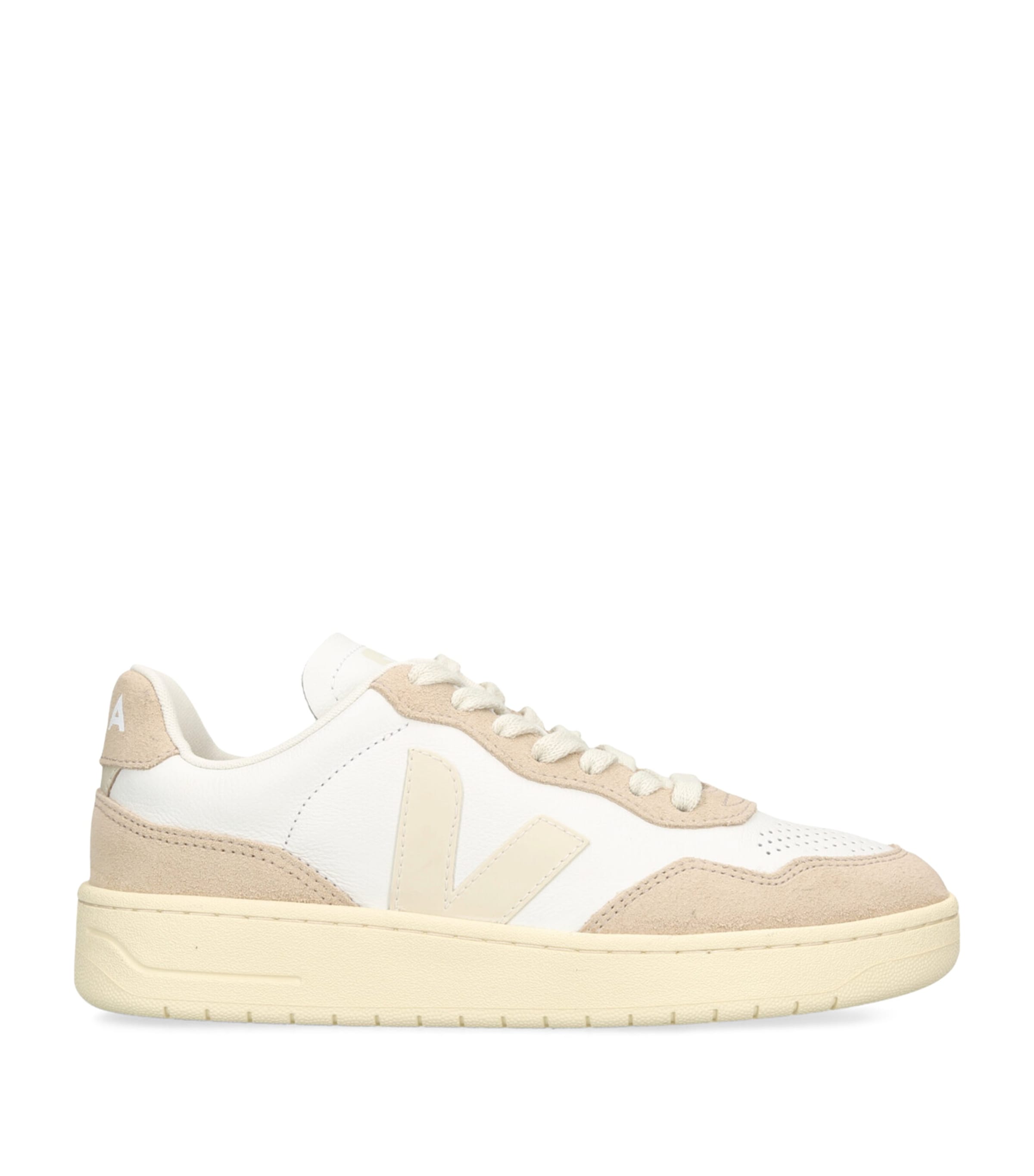 Veja Leather-suede V-90 Sneakers In Beige