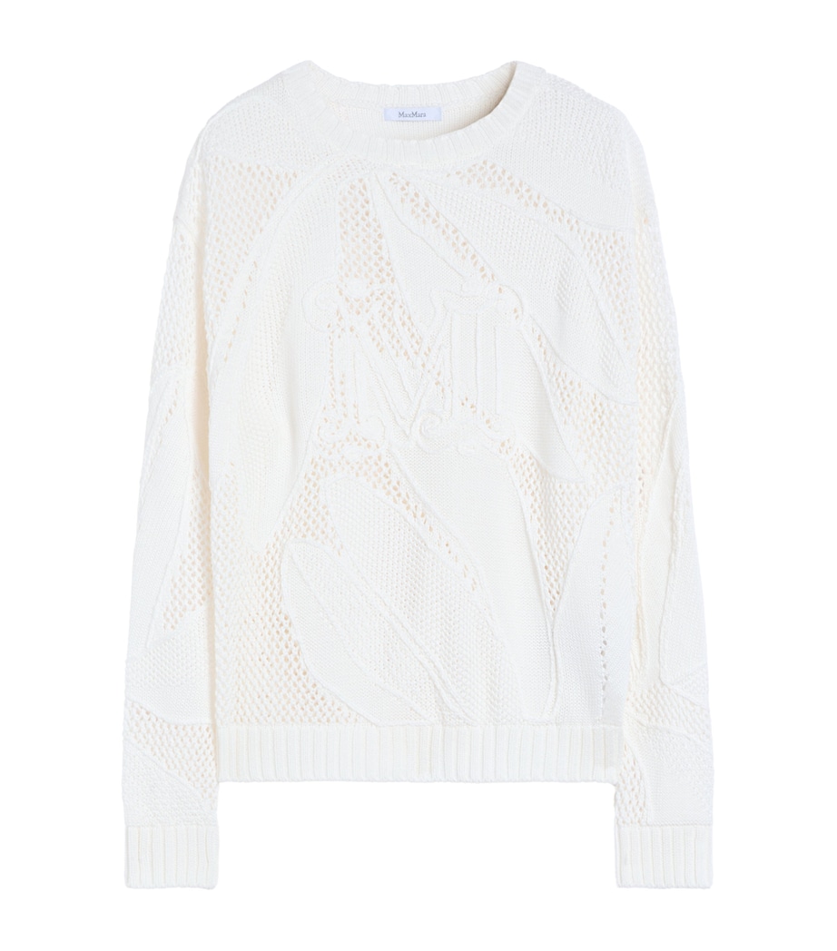 Max Mara Womens Crochet Logo Sweater White Image 1