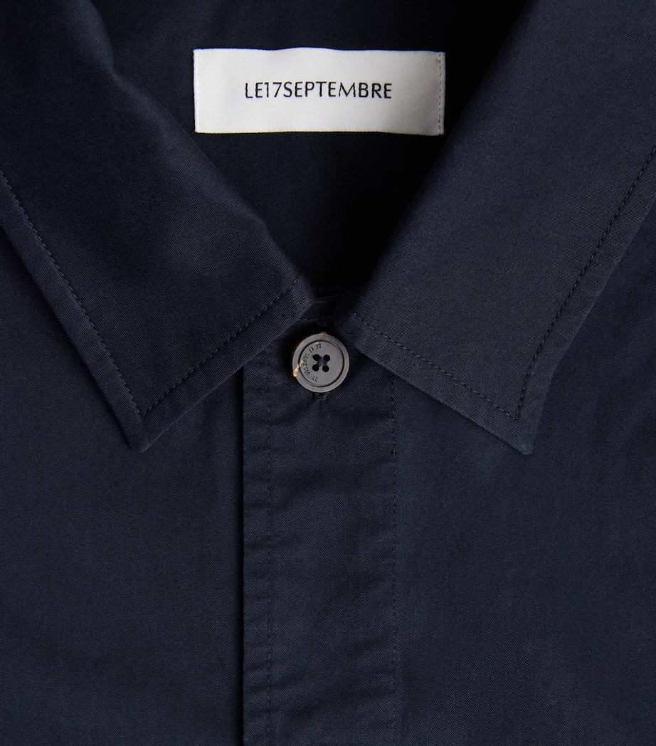 Le 17 Septembre Mens Drawstring-Hem Overshirt Navy Image 6