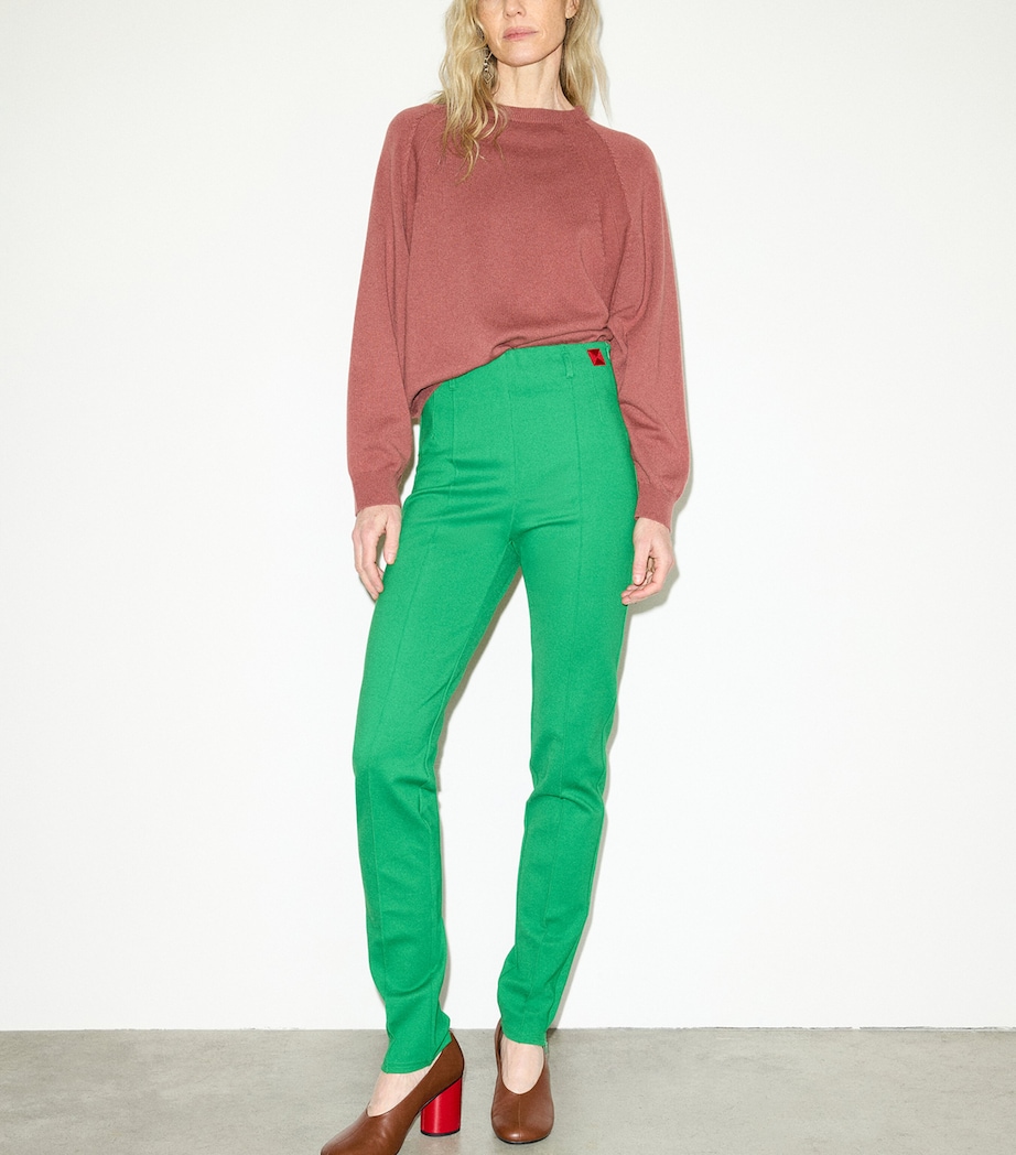 MAX&Co. Womens Cotton Slim-Fit Trousers Green Image 2