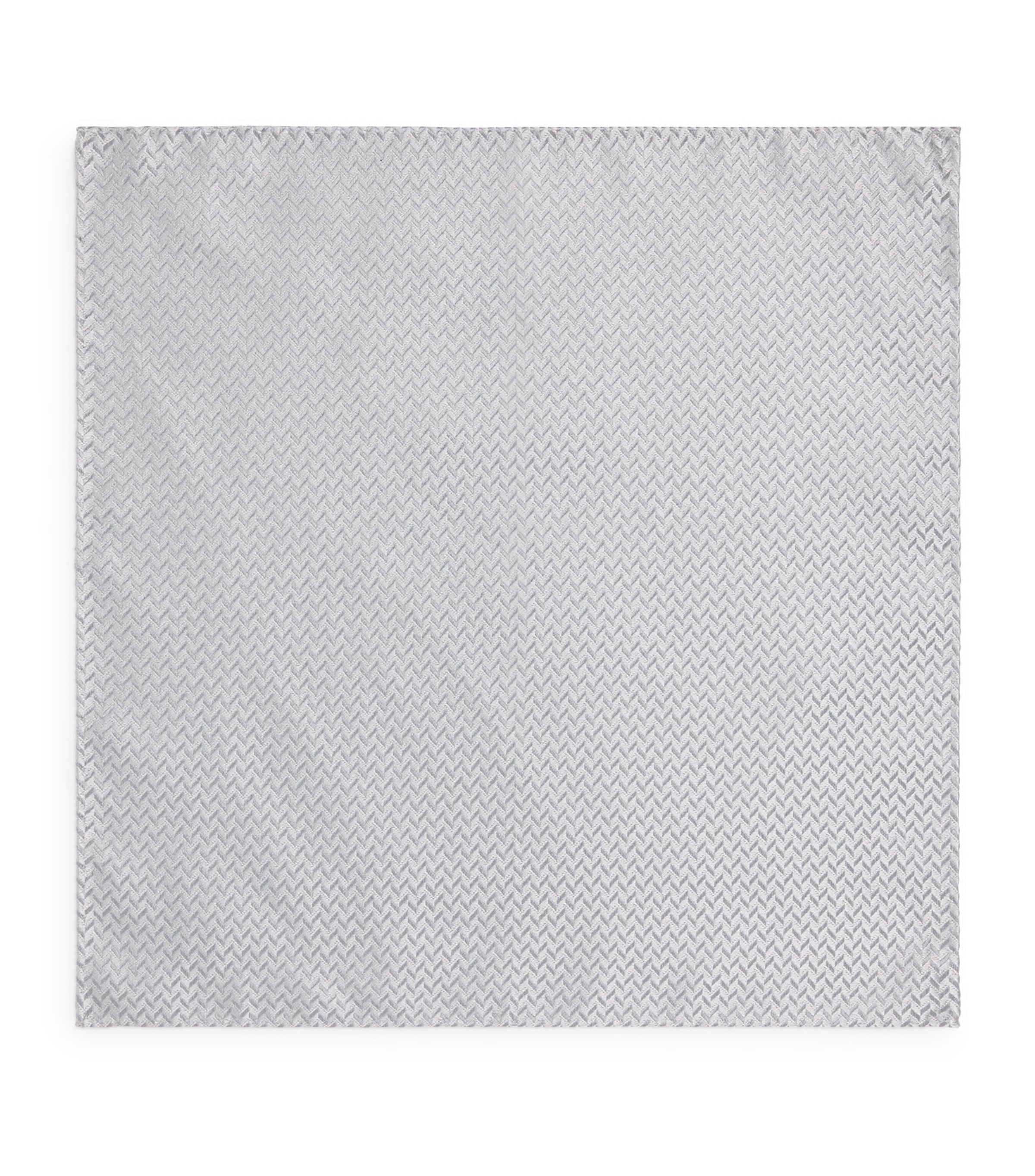 Emporio Armani Silk Jacquard Pocket Square In White