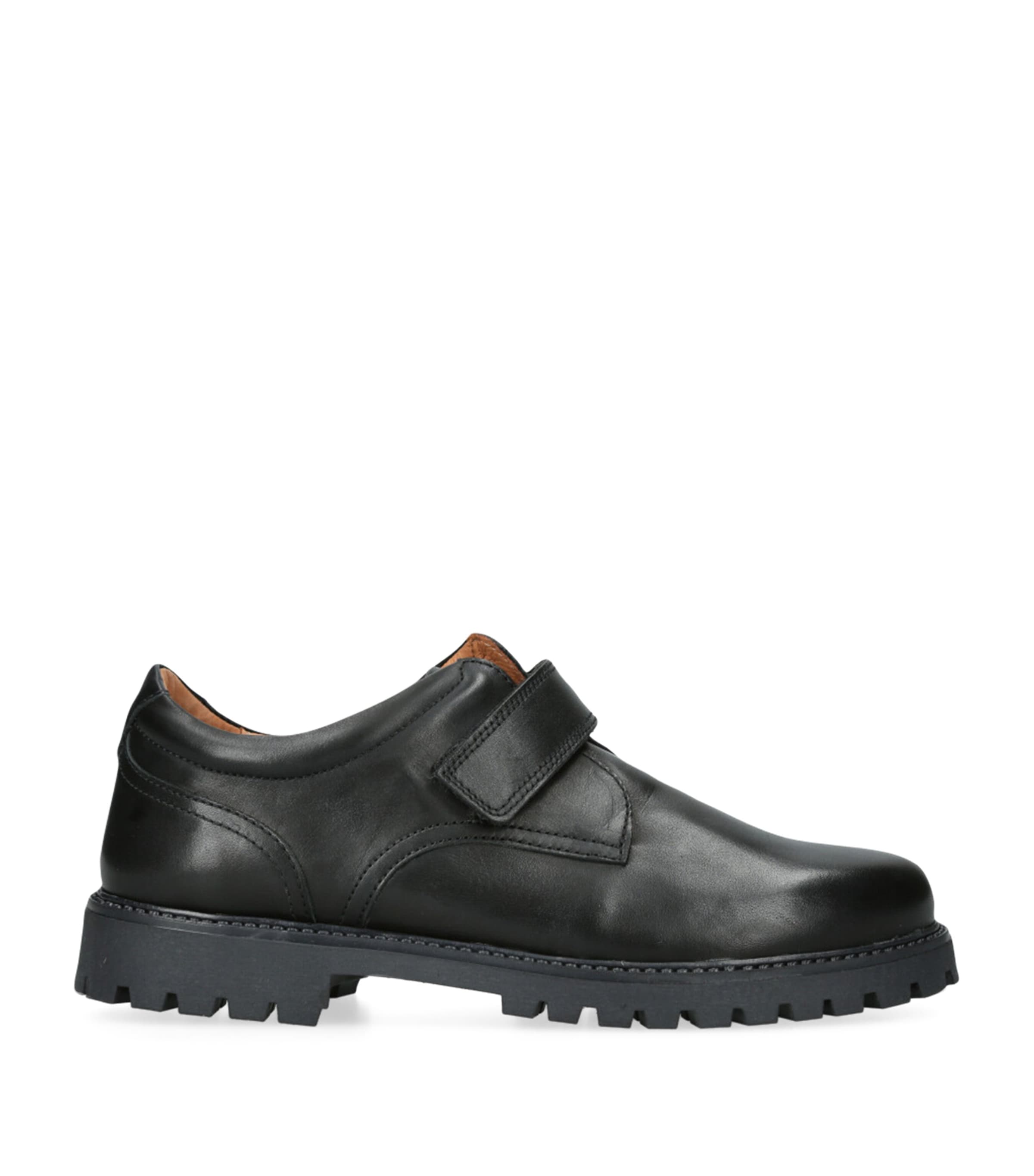 Papouelli Boys Black Kids Harry Adjustable-strap Leather Shoes 7-10 Years In Black