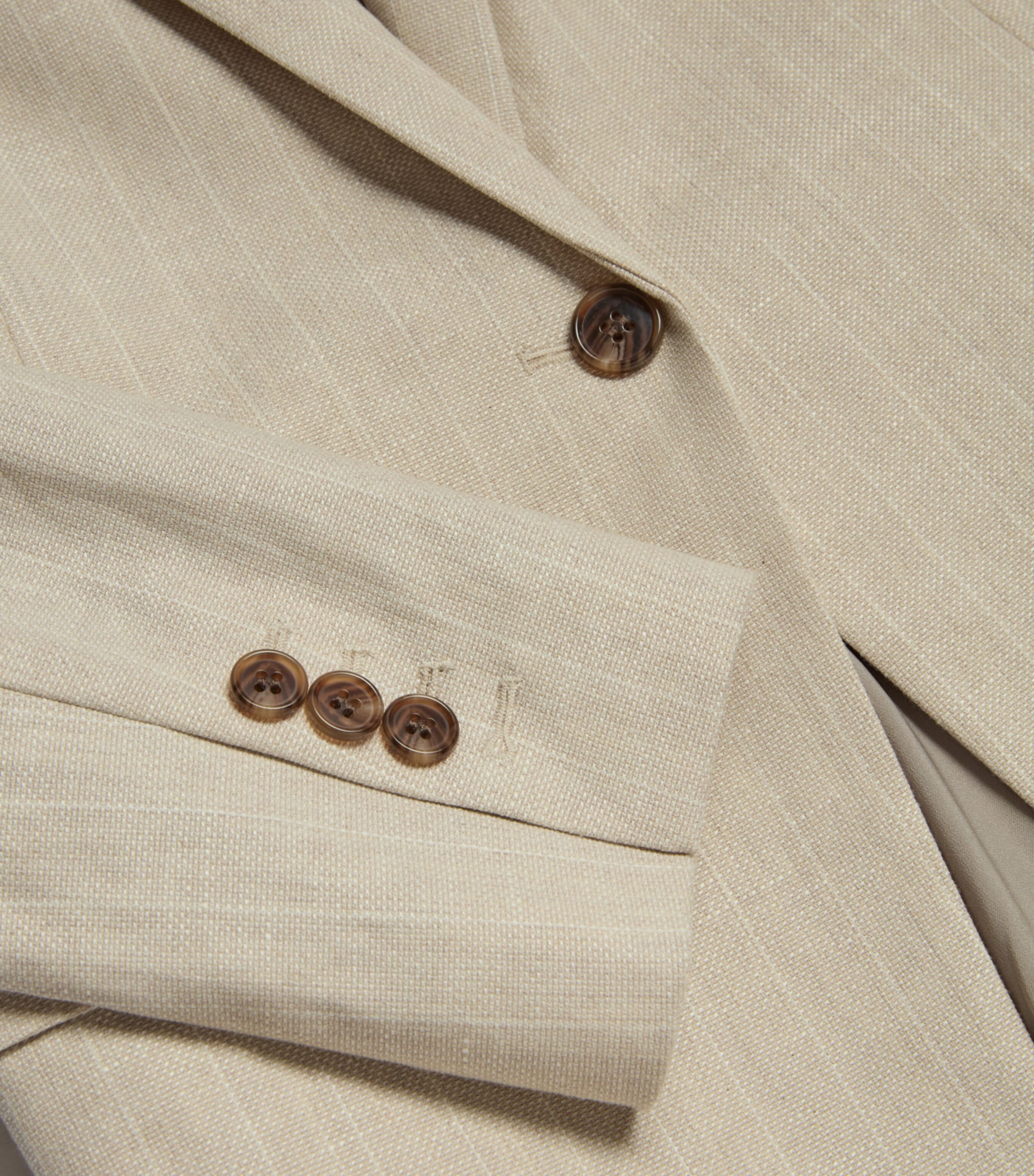 Linen-Blend Slim Blazer E17 SAND MULTI Image 2