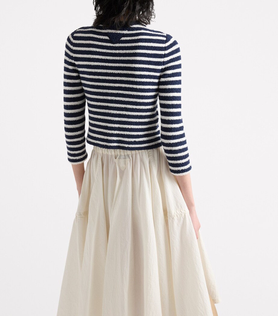 Prada Womens Bouclé Stripe Cardigan Image 4