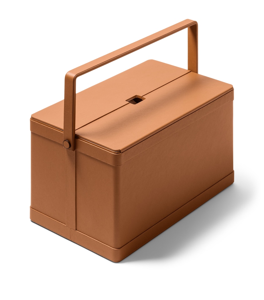 Poltrona Frau Leather Picnic Basket Set Pelle Quarzo Fume Image 5