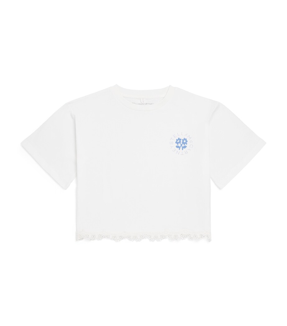 Stella McCartney Kids Cotton Lace-Trim T-Shirt (3-14 Years) Ivory Image 1