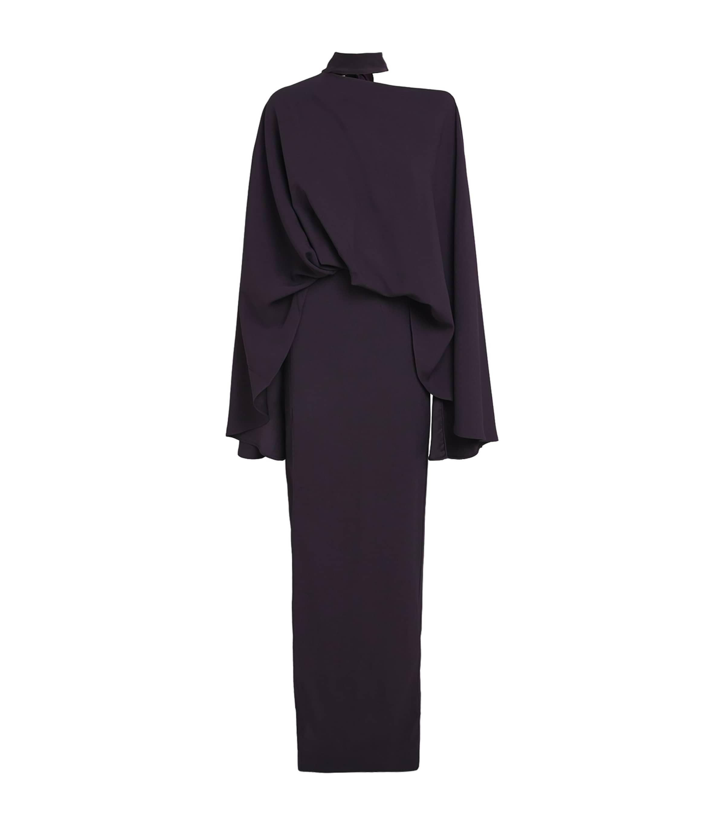 Crepe Cady Brooks Maxi Dress LIQUORICE Image 1