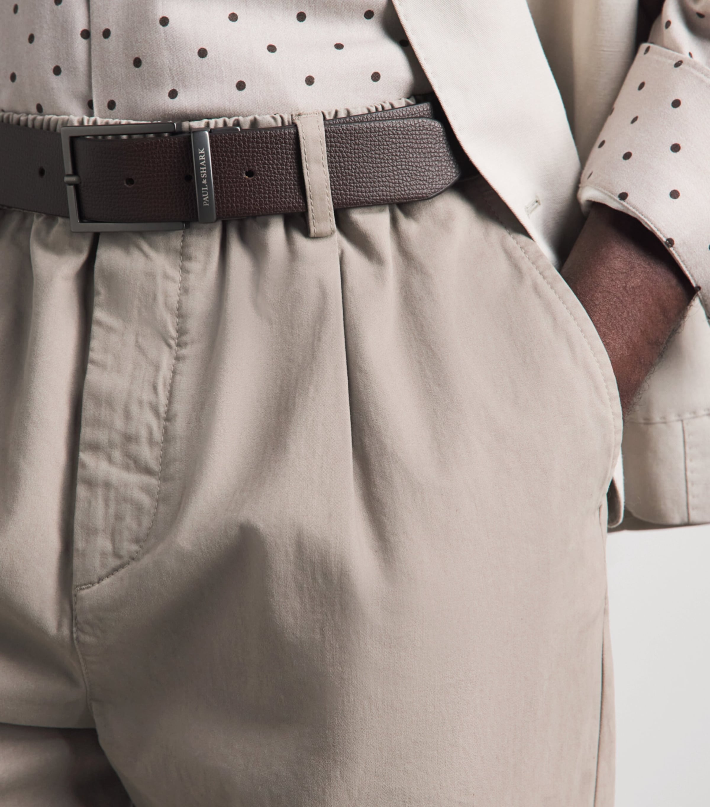 Eleventy Mens Stretch-Cotton Elasticated Trousers Cardamomo Chiaro Image 3