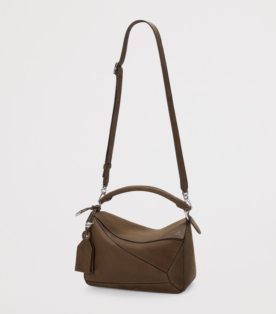 Small Suede Featherlight Puzzle Top-Handle Bag TUNDRA Image 6