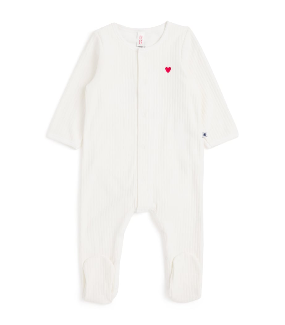 Petit Bateau Cotton Velour Heart All-In-One (1-12 Months) Image 1