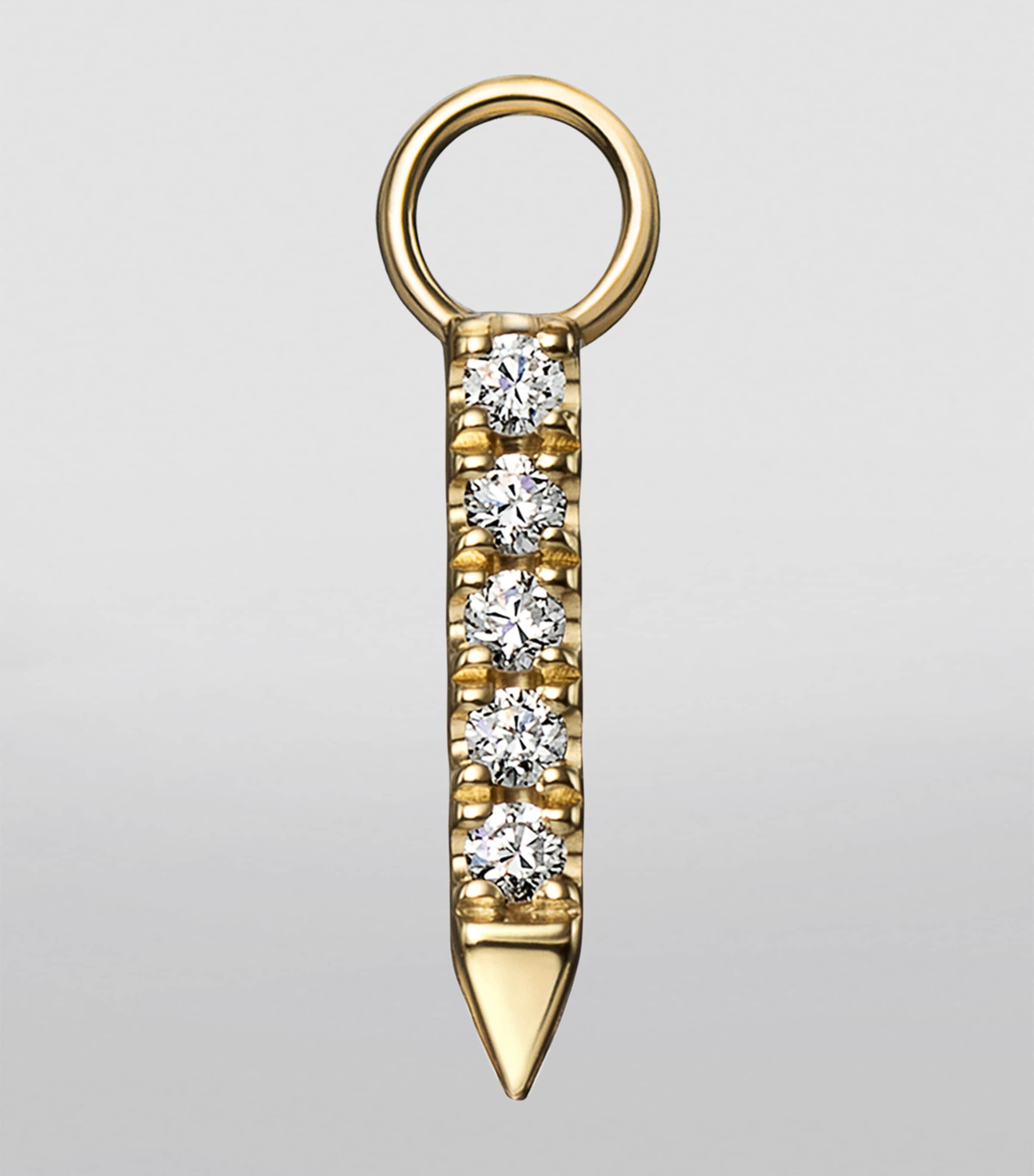 Diamond and Sapphire Eternity Bar Earring Charm (7mm) YELLOW GOLD Image 2