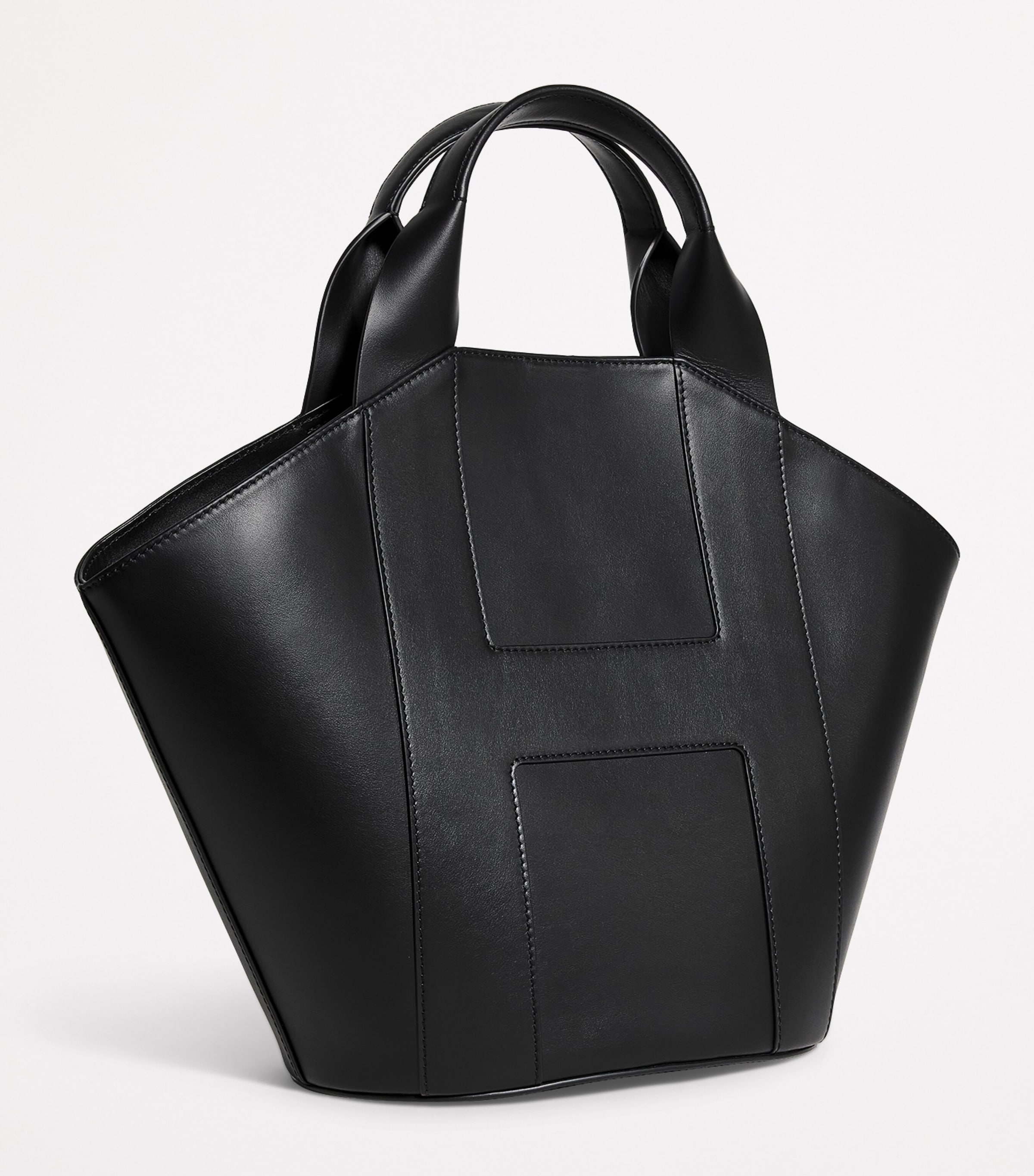 Leather H Tote Bag BLACK Image 3