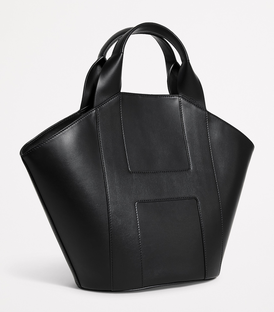 Leather H Tote Bag BLACK Image 3