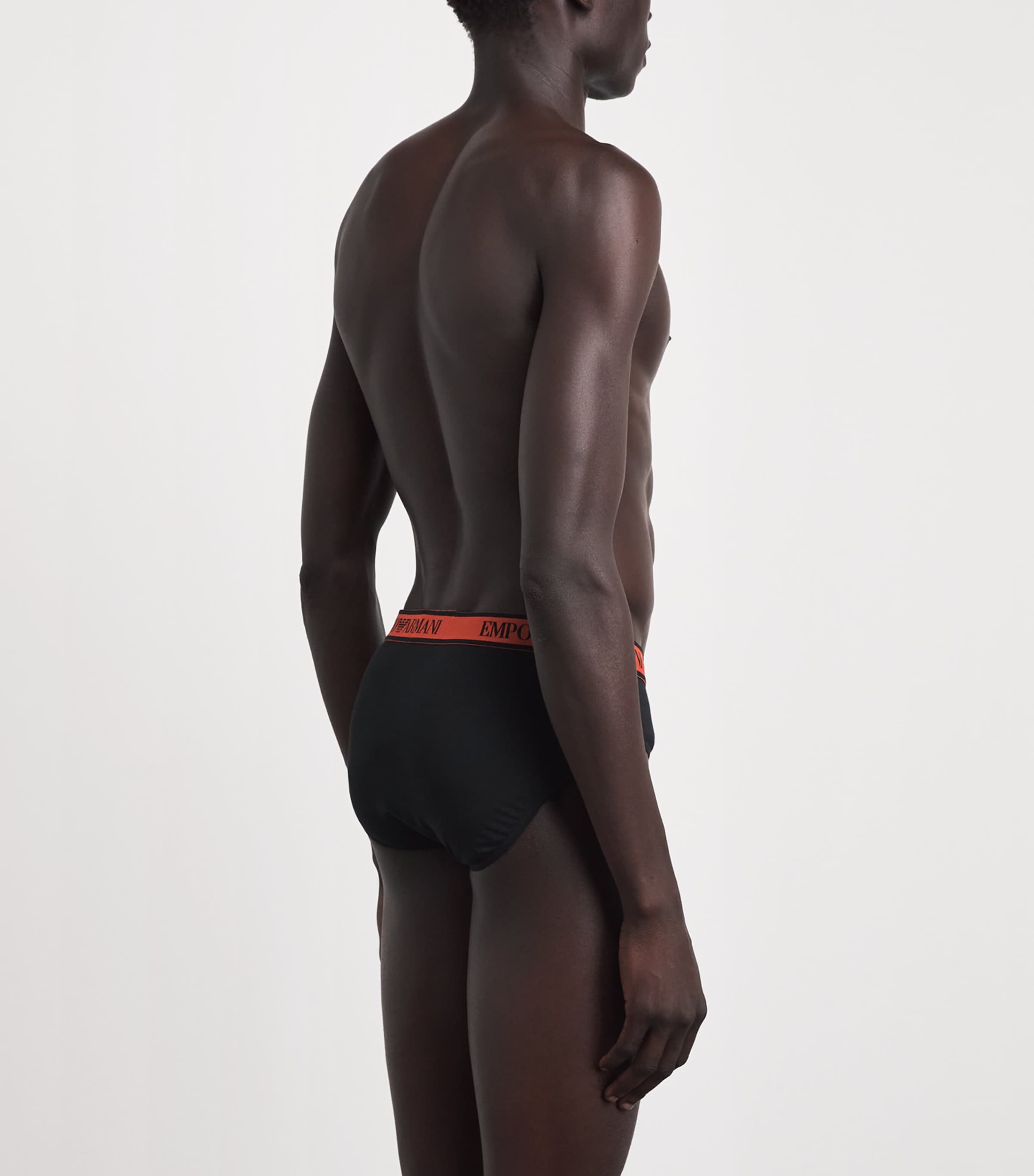 Emporio Armani Mens Stretch-Cotton Logo Briefs (Pack of 3) Black/bla Image 3
