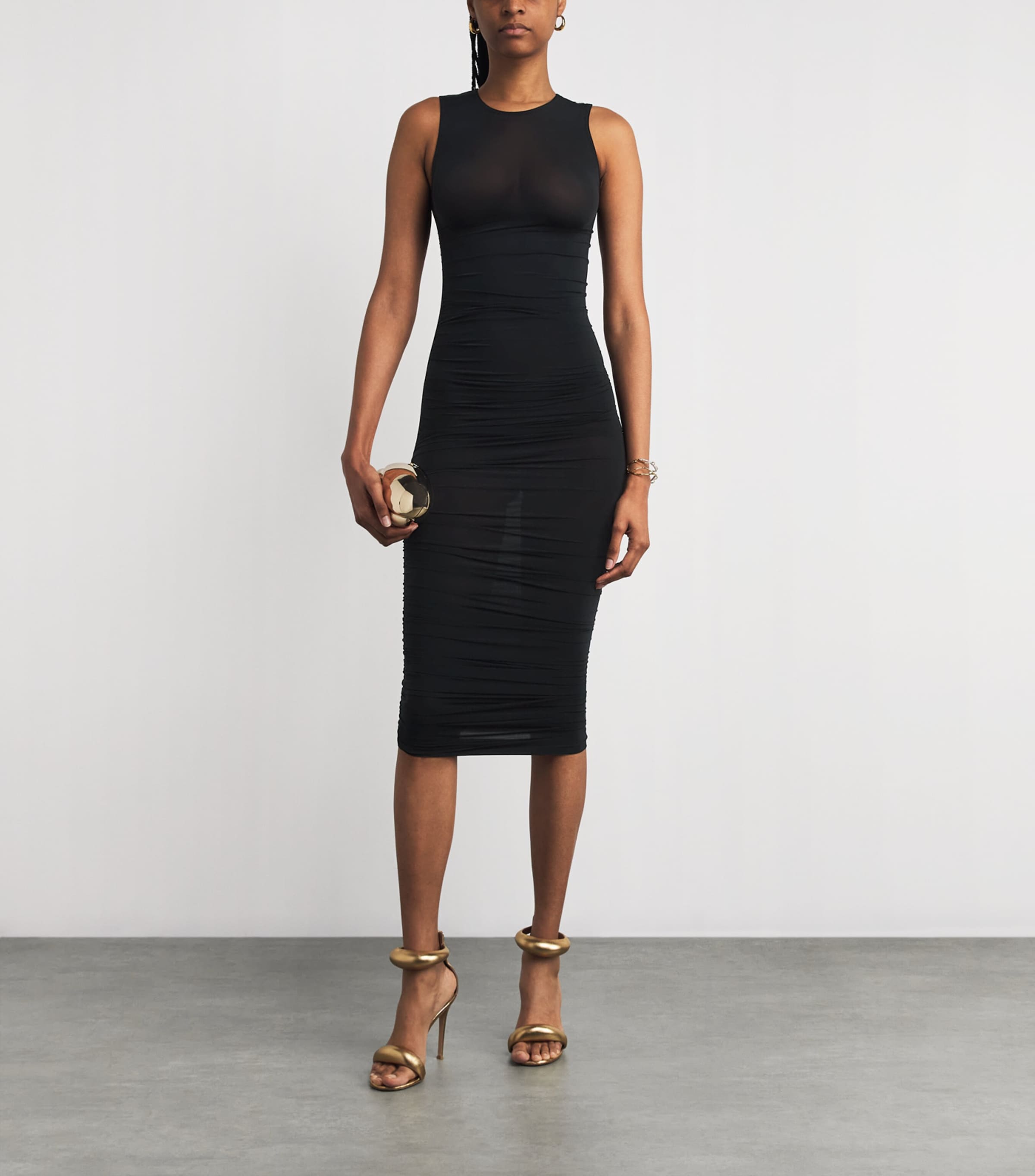 Sheer Midi Dress 7005 BLACK Image 2