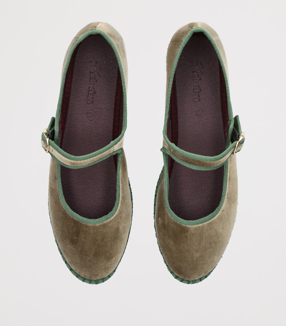 Flabelus Velvet Eyre Mary Janes Khaki Image 4
