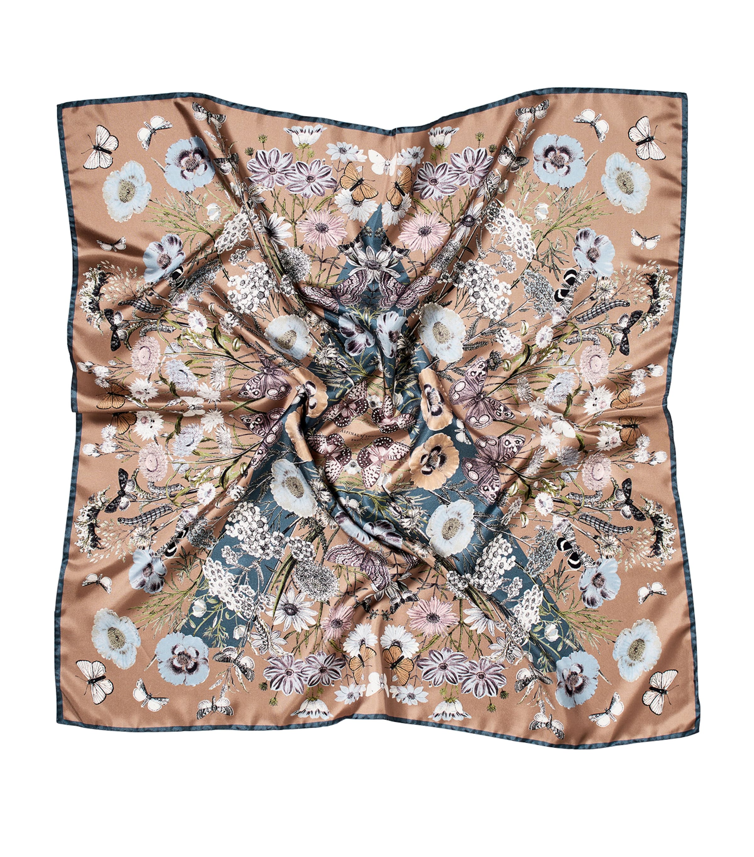 Silk Printed Square Scarf LATTE Image 2