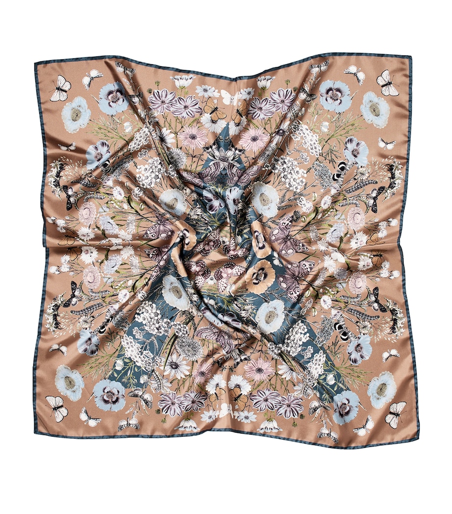 Silk Printed Square Scarf LATTE Image 2