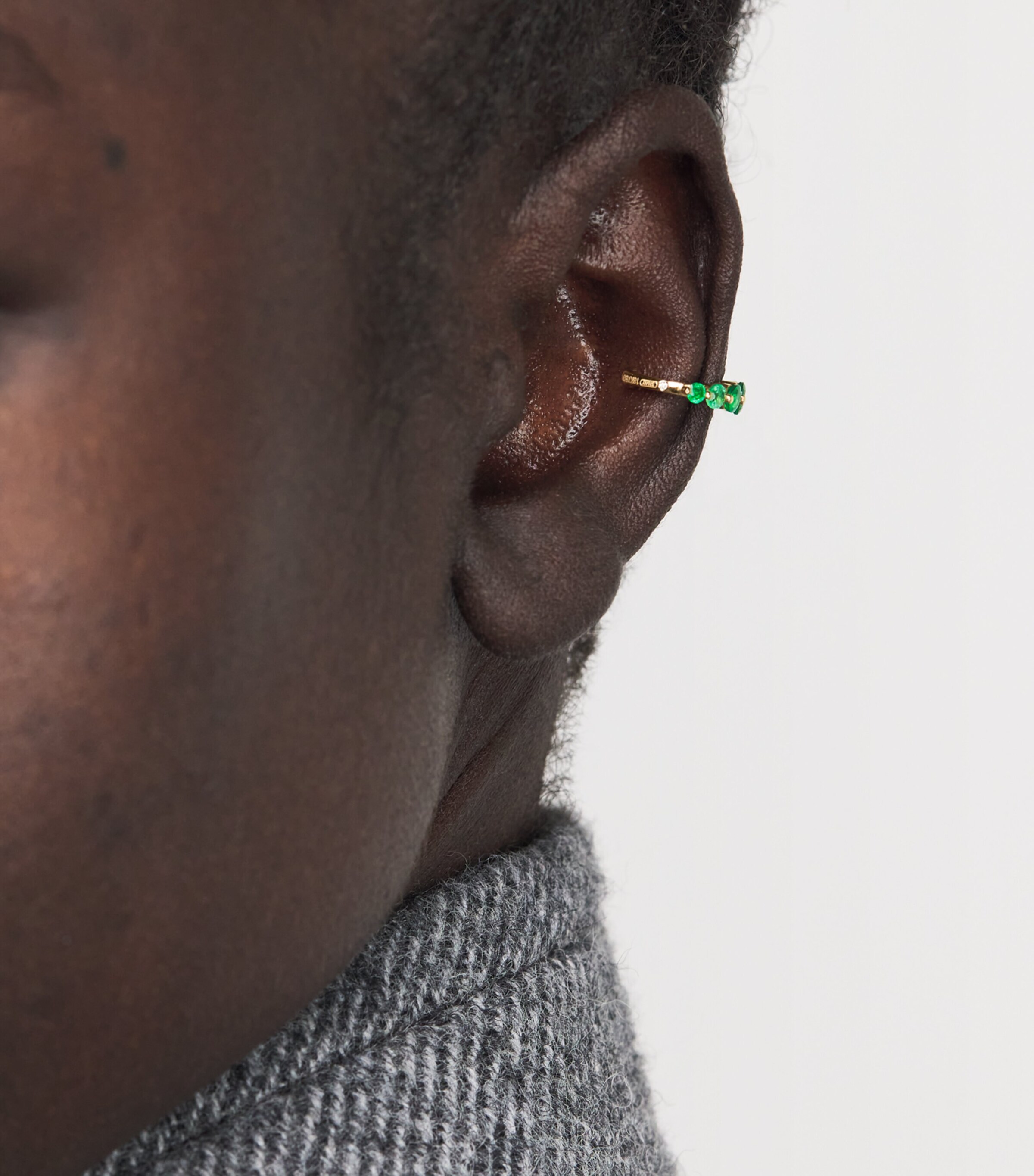 SHAY Yellow Gold and Emerald Ear Cuff Yellow Gold Image 5