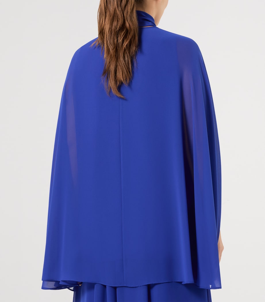 Marina Rinaldi Womens Crepe Georgette Tunic Blouse Cornflower Blue Image 4