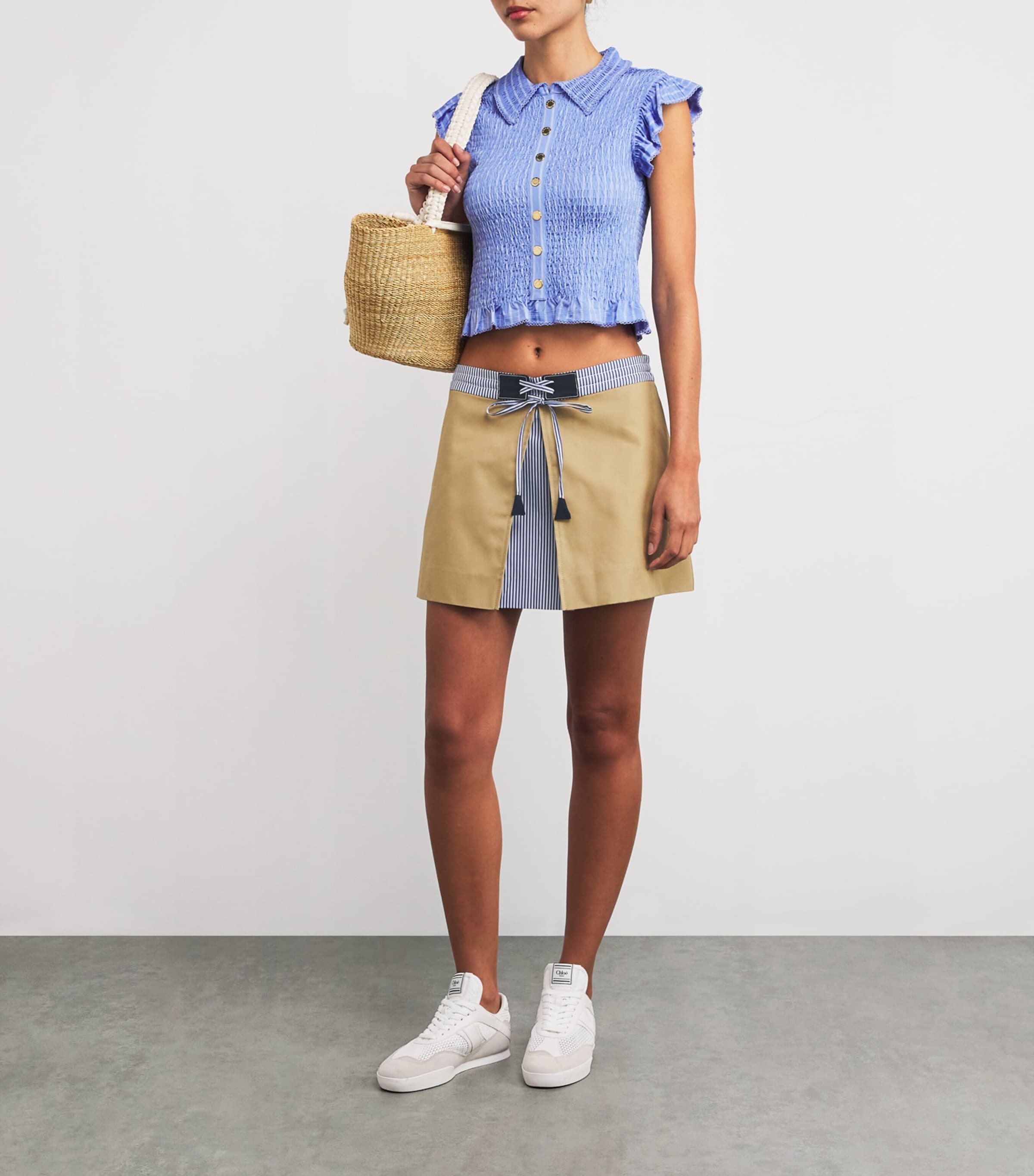Sandro Paris Cotton Panel-Overlay Mini Skirt | Harrods HK