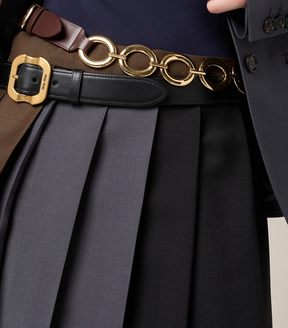 Miu Miu Womens Mohair-Wool Pleated Midi Skirt Image 4