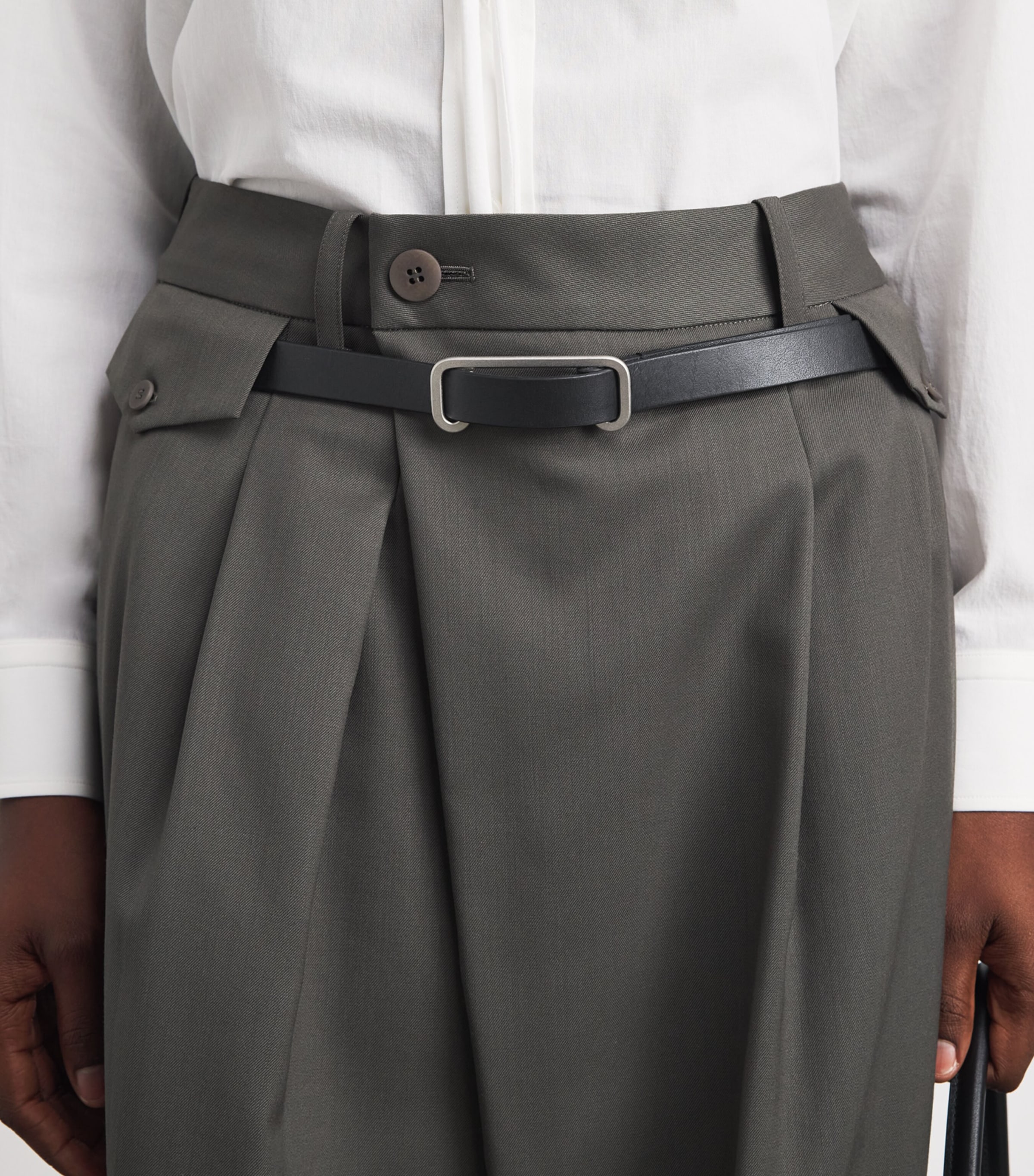 Issey Miyake Leather Solid Belt Black Image 2
