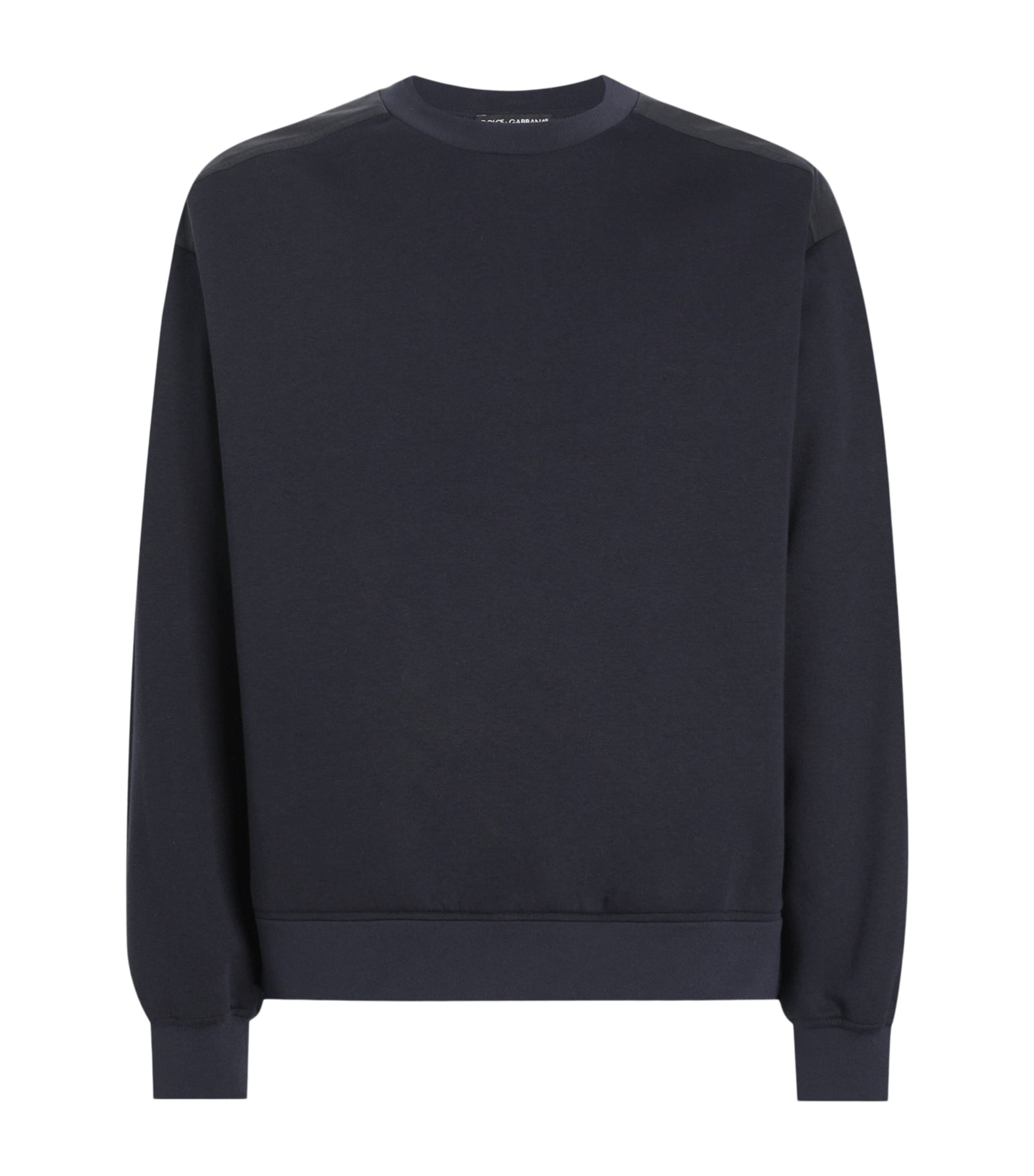 Dolce&Gabbana Mens Cotton-Blend Double-Faced Sweatshirt Very Dark Blue Image 1