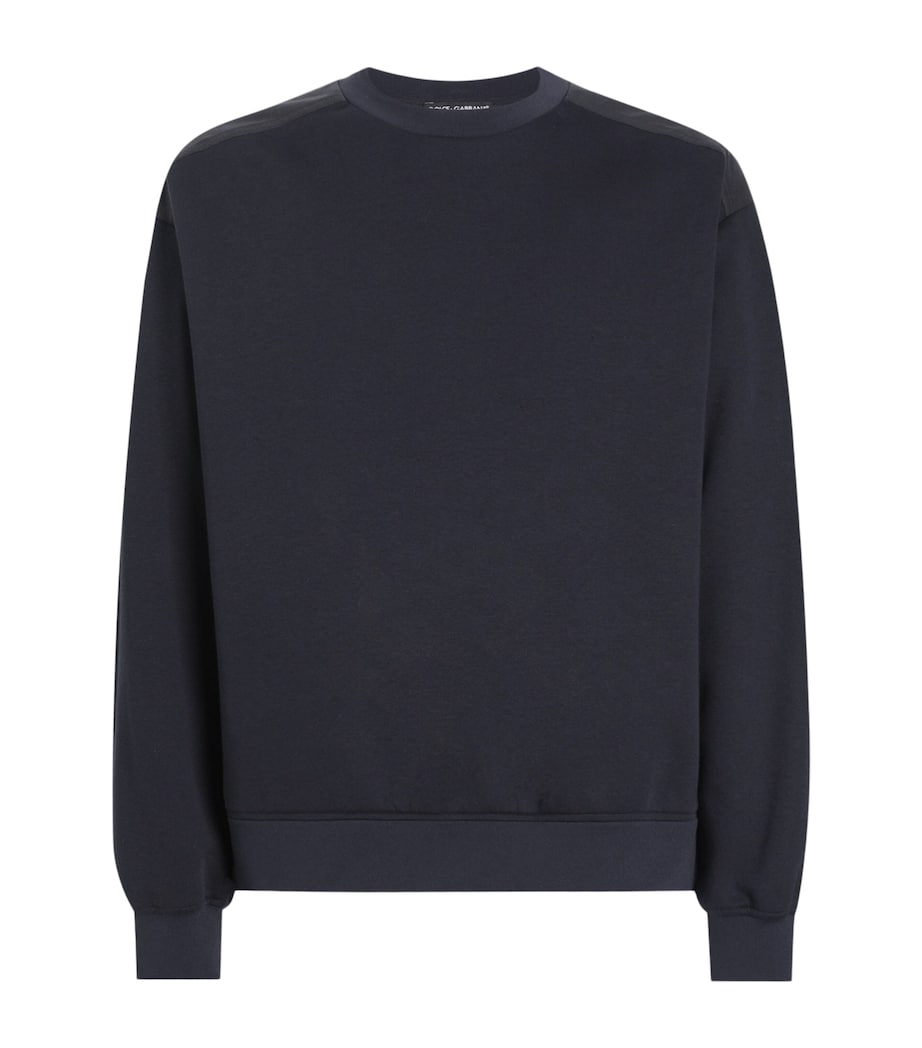 Dolce&Gabbana Mens Cotton-Blend Double-Faced Sweatshirt Very Dark Blue Image 1