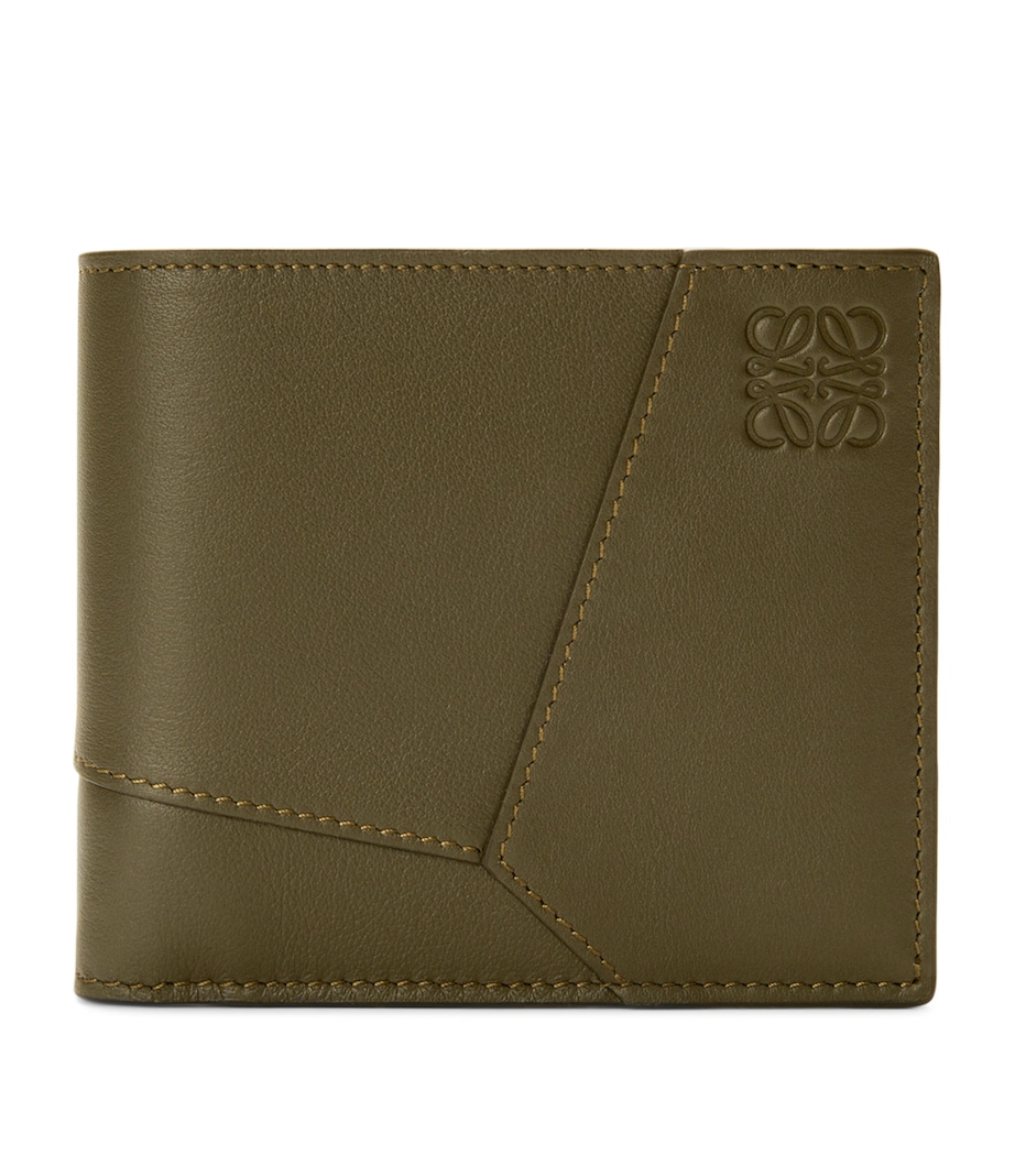 Leather Puzzle Edge Bifold Wallet DARK KHAKI Image 1