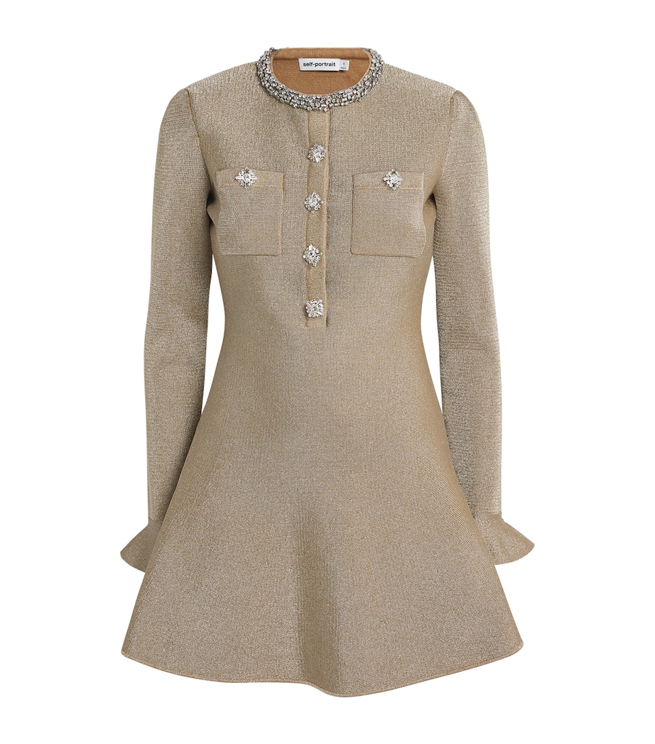 Metallic Knitted Mini Dress GOLD Image 1