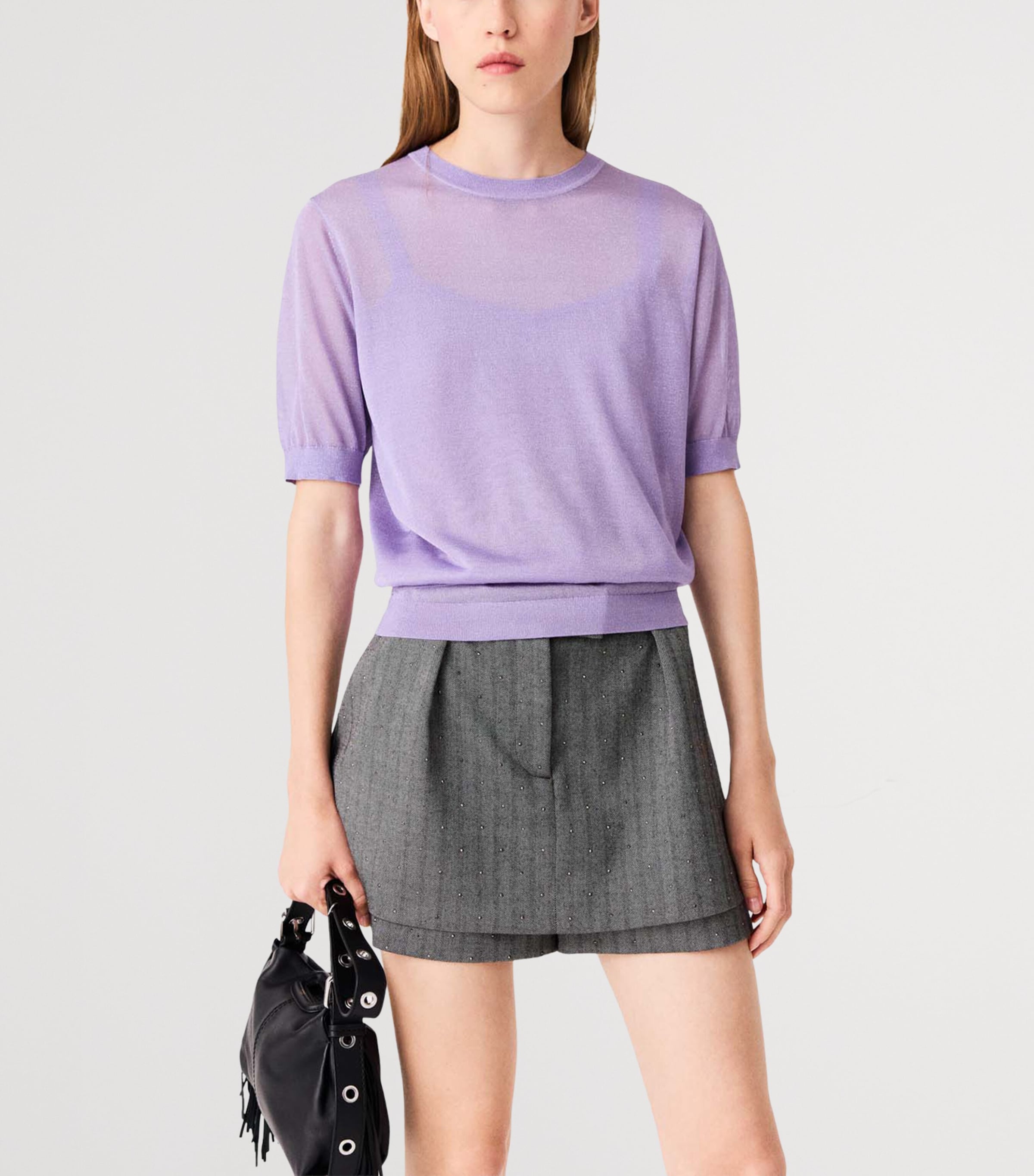 Maje Womens Knit T-Shirt and Cami Top Set Parma Violet Image 5