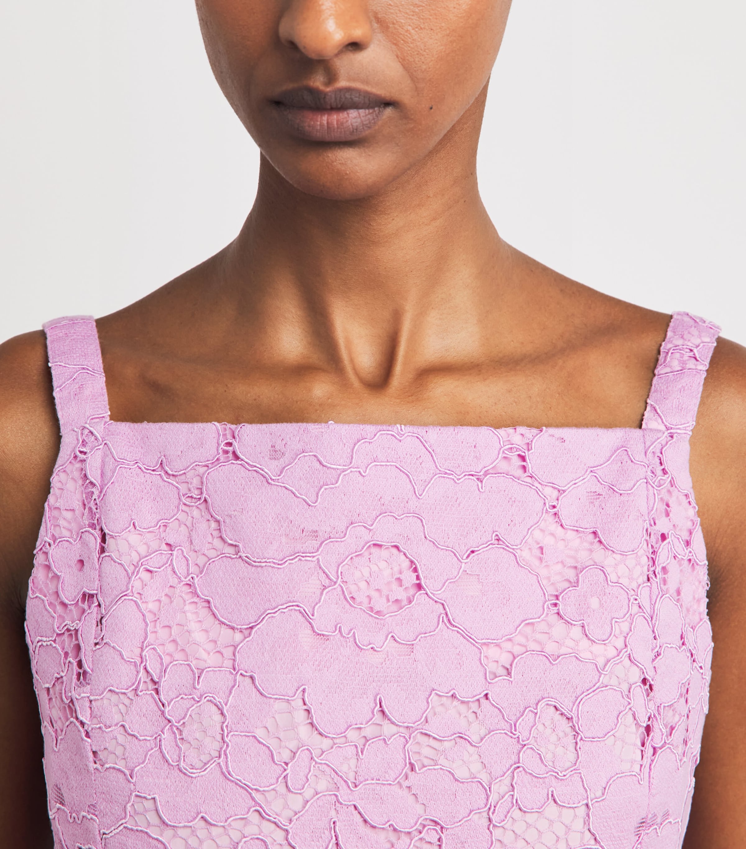 Patou Womens Lace Sleeveless Mini Dress Pink Parfait Image 3