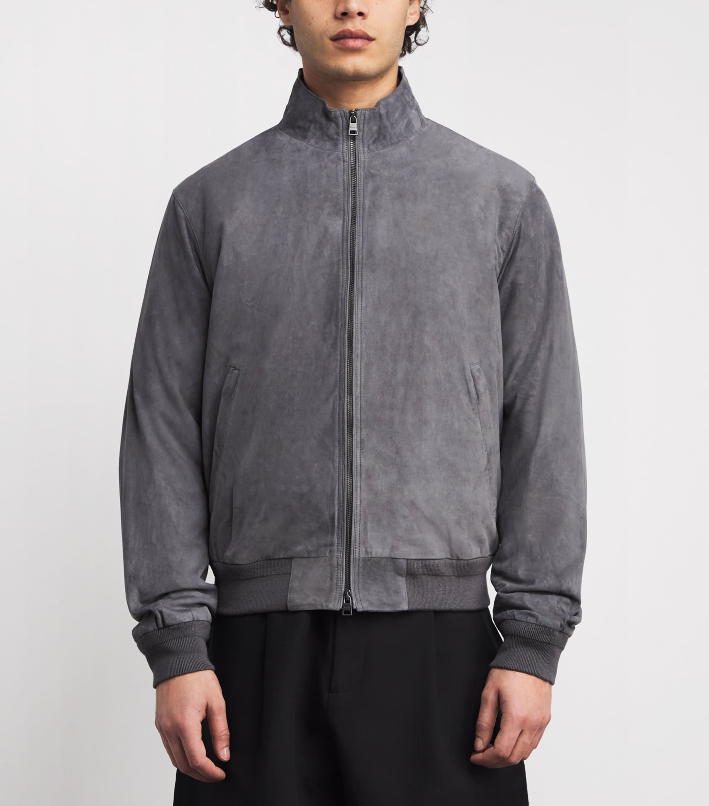 Suede Bomber Jacket LOFT GREY Image 3