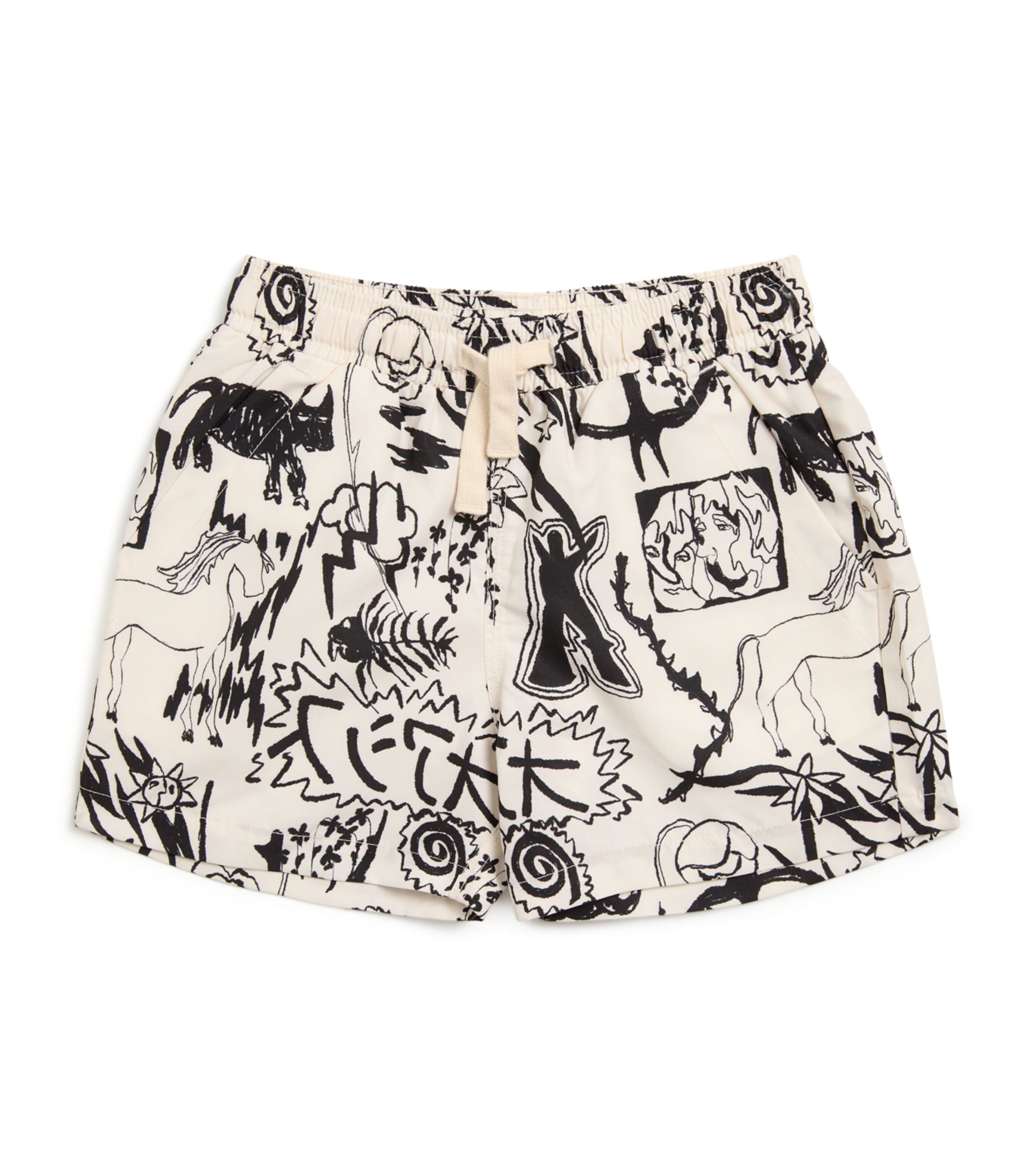Gensou Print Swim Shorts (4-12 Years) 02 ECRU Image 1