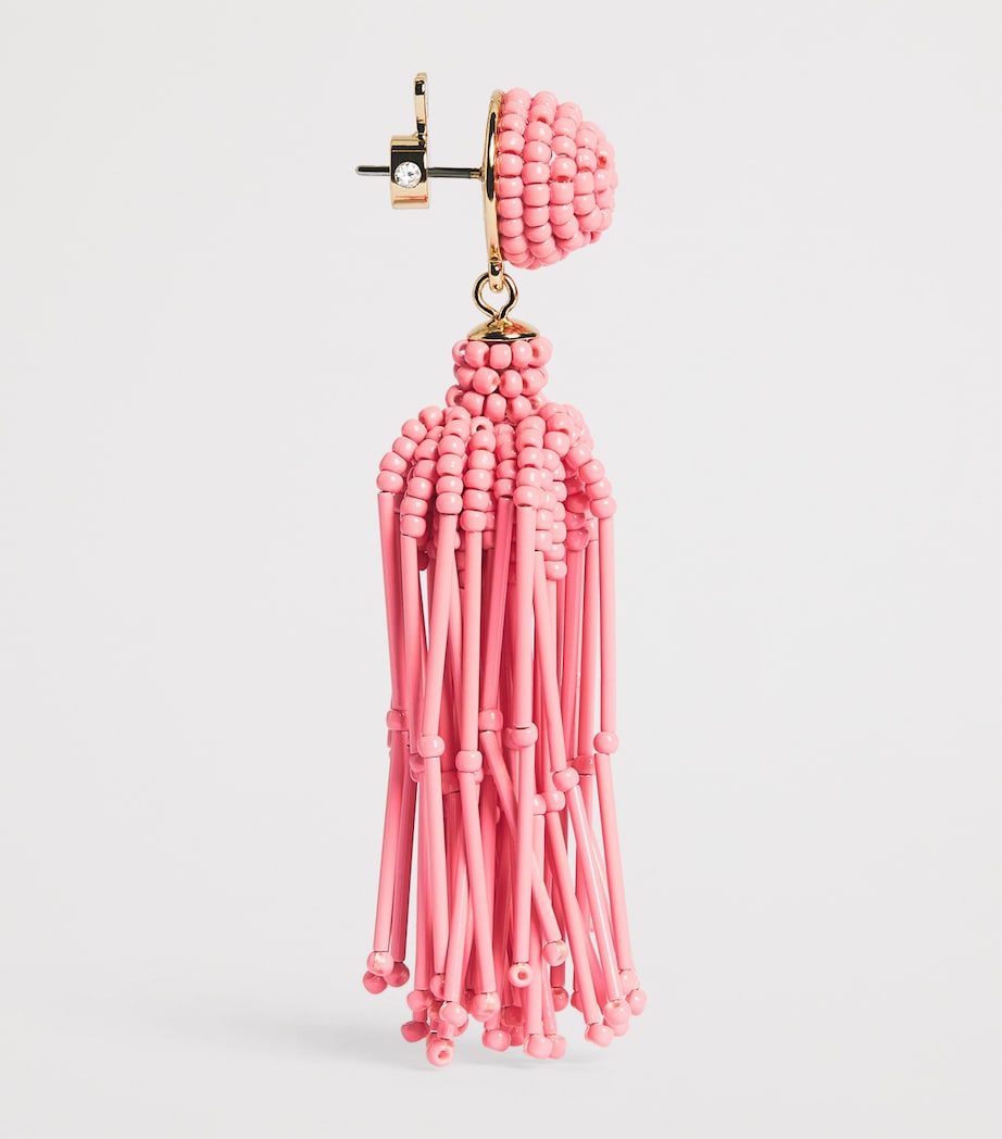 Carolina Herrera Beaded Tassel Drop Earrings Sunset Image 4